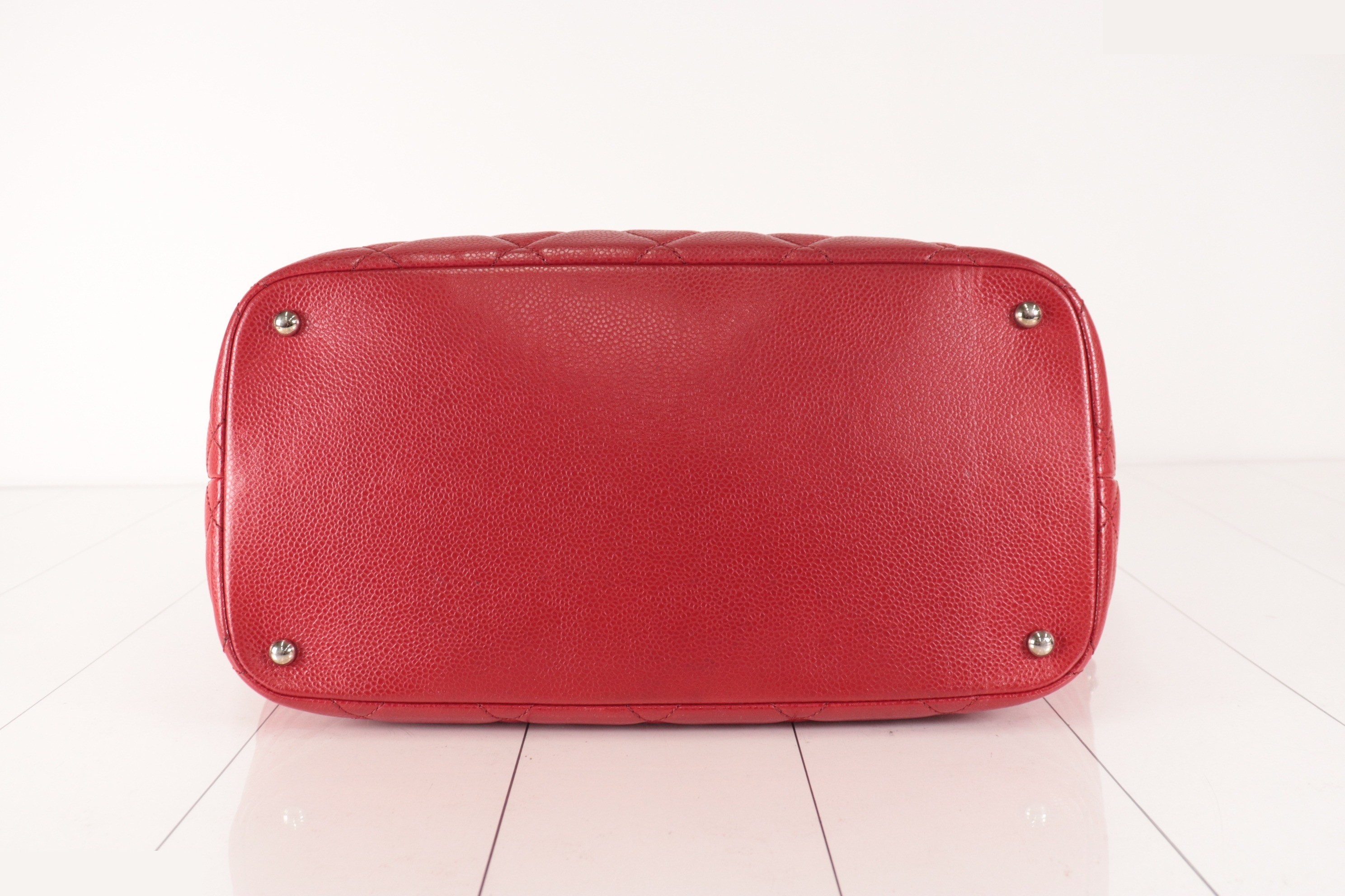 Caviar Chain Tote, Red, Silver Hardware, Series 17 — view 6