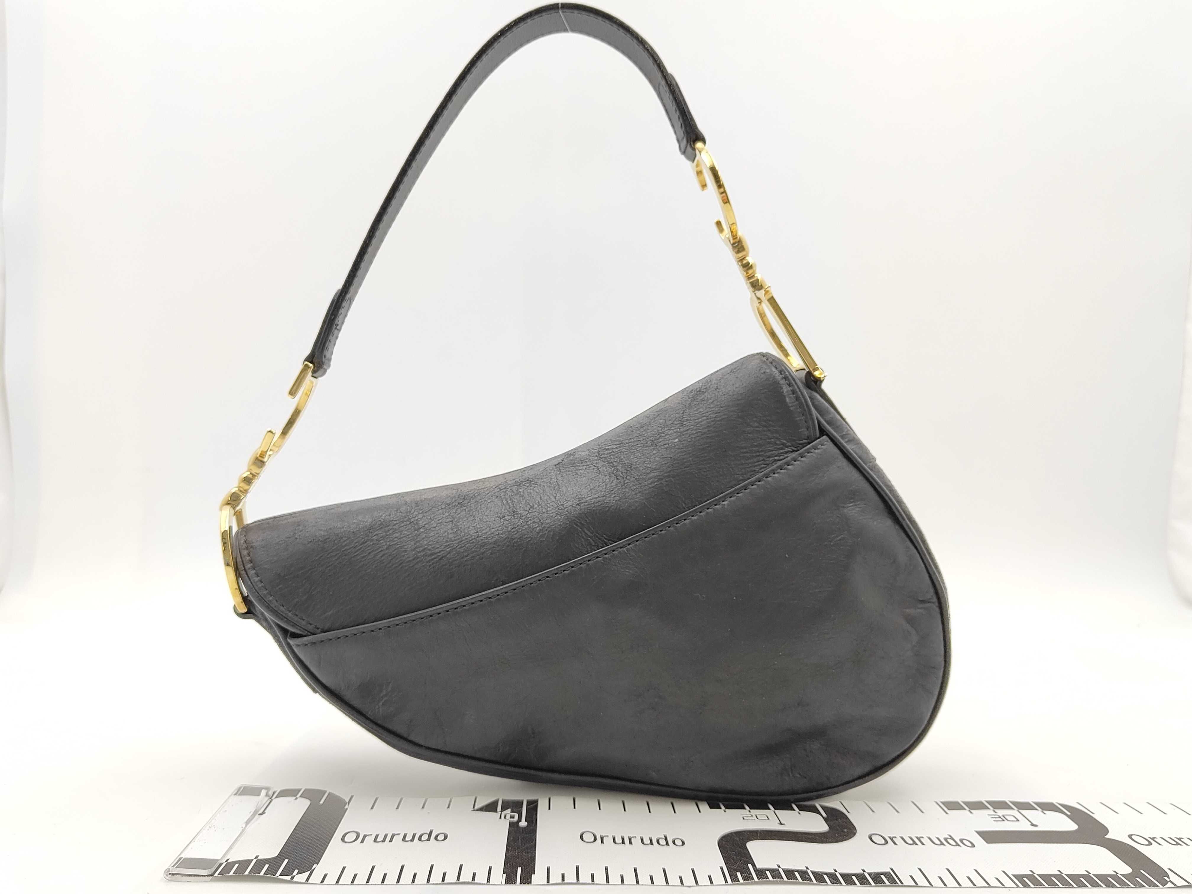 Saddle Bag Leather Black Gold Shoulder Bag — view 2