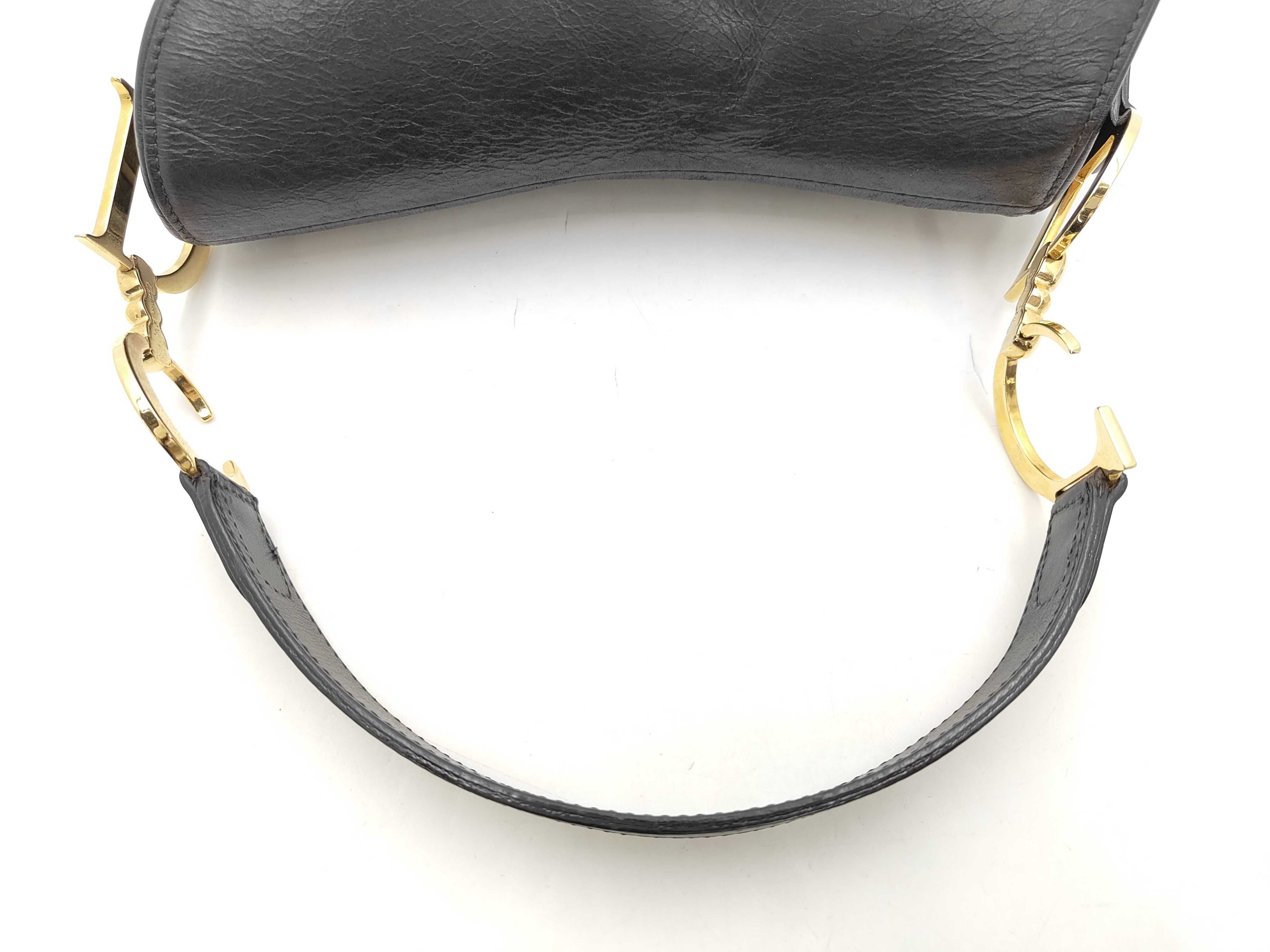 Saddle Bag Leather Black Gold Shoulder Bag — view 3