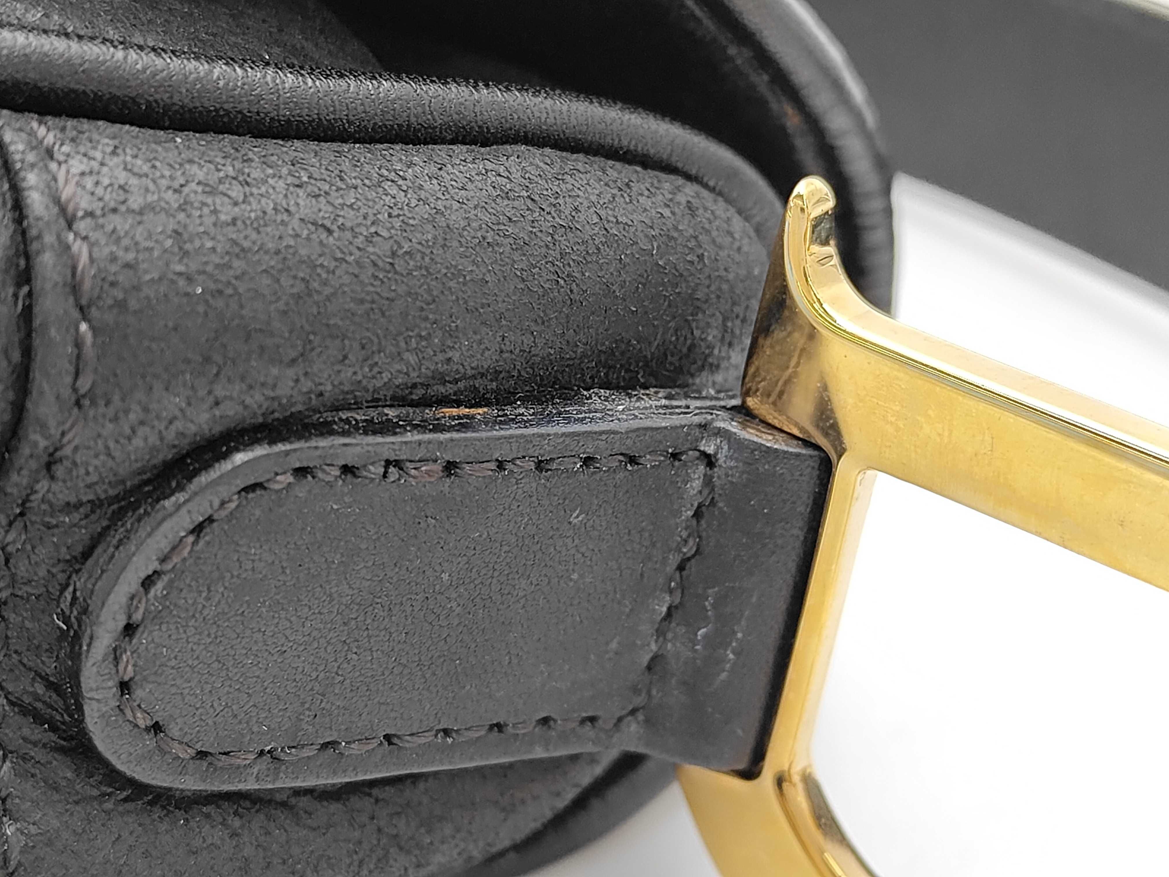 Saddle Bag Leather Black Gold Shoulder Bag — view 8