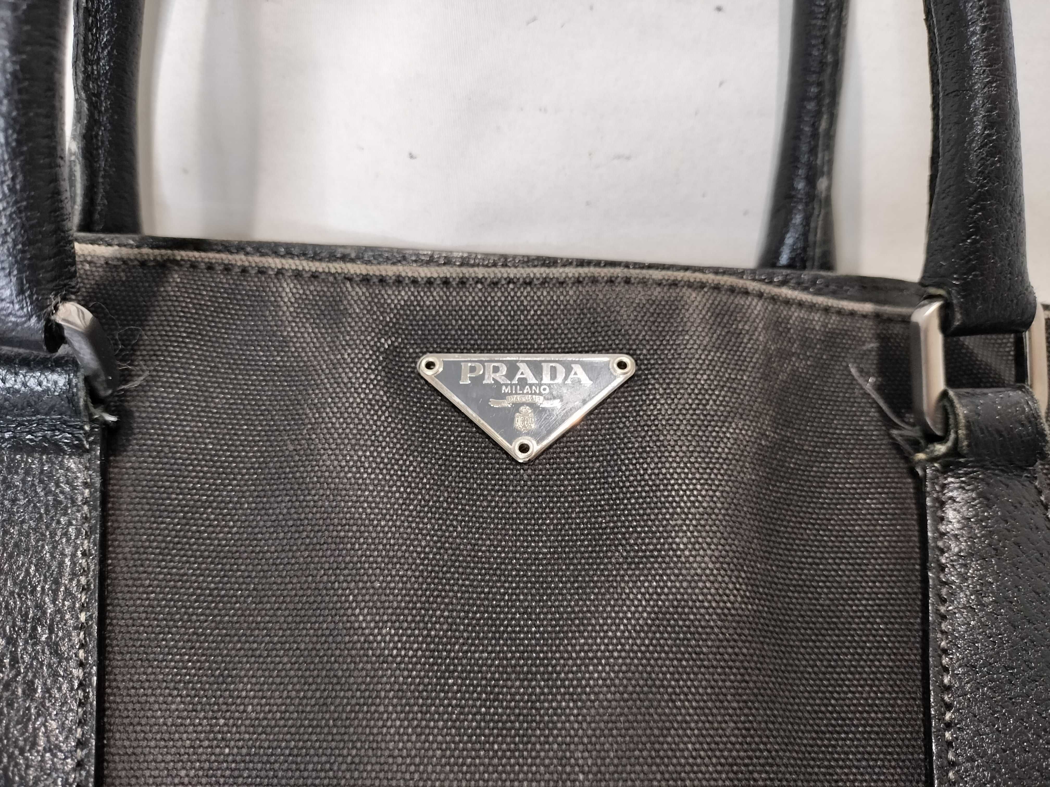 Canvas Triangle Logo Leather Handbag — view 2