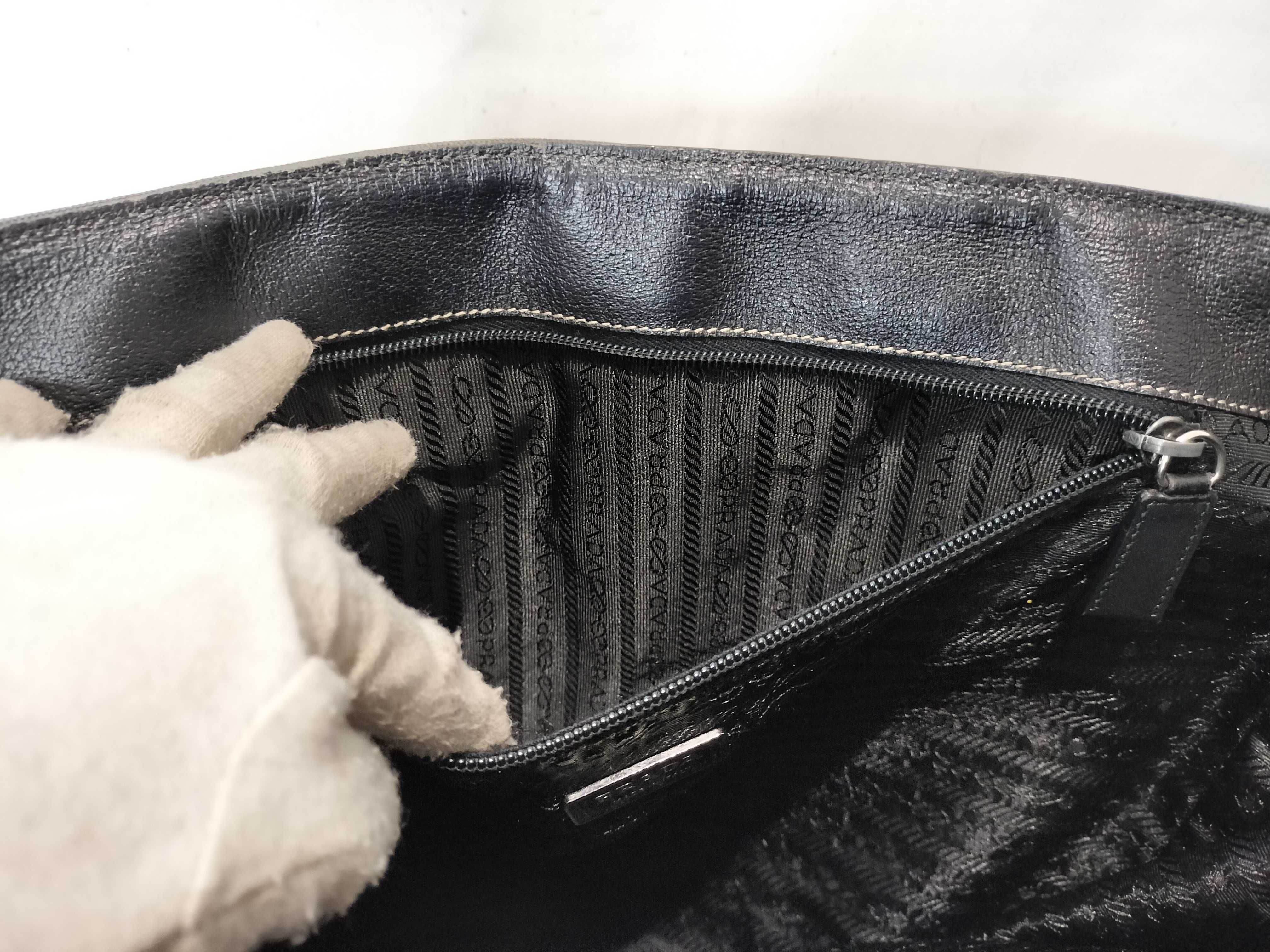 Canvas Triangle Logo Leather Handbag — view 11