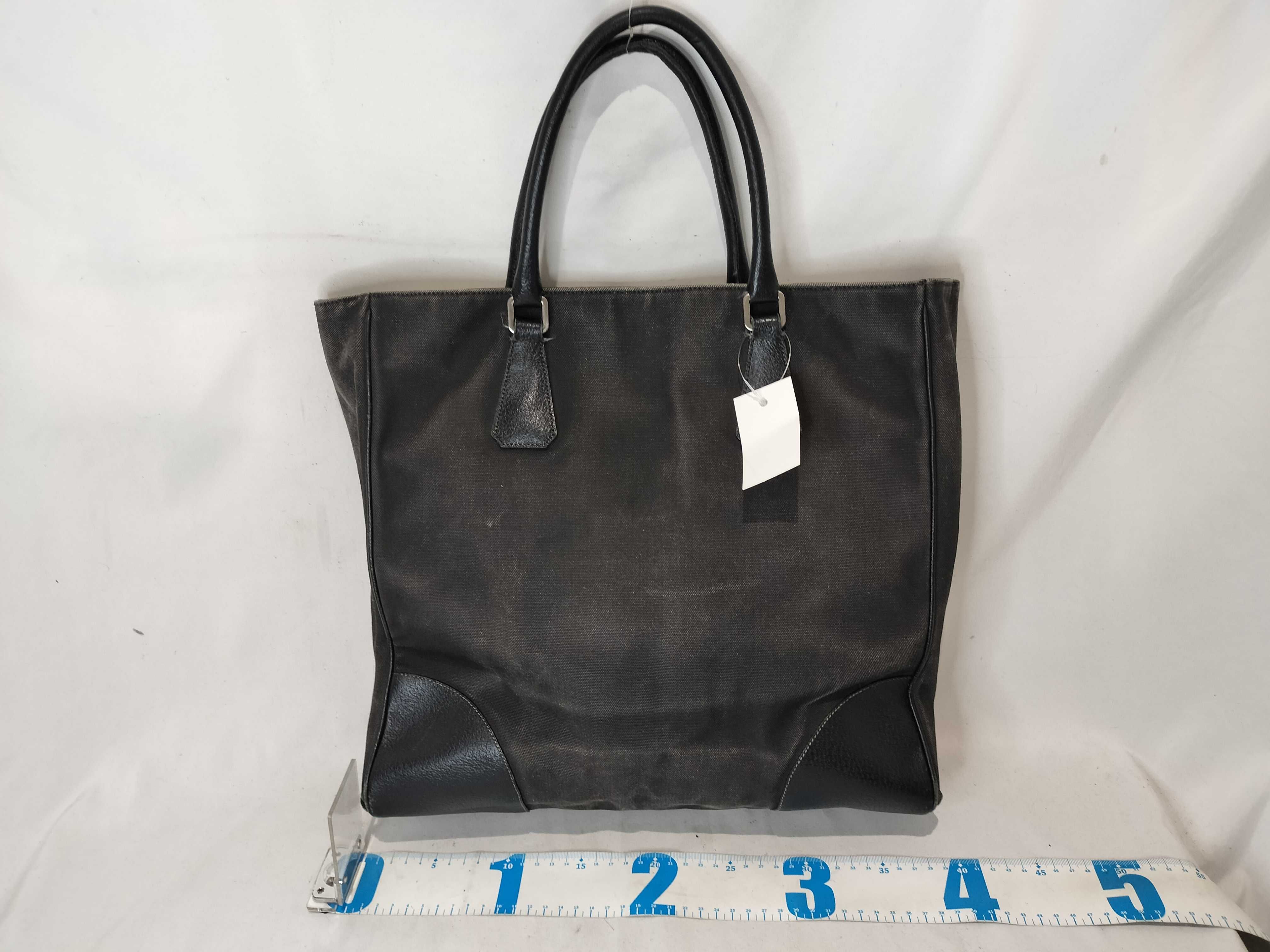 Canvas Triangle Logo Leather Handbag — view 3