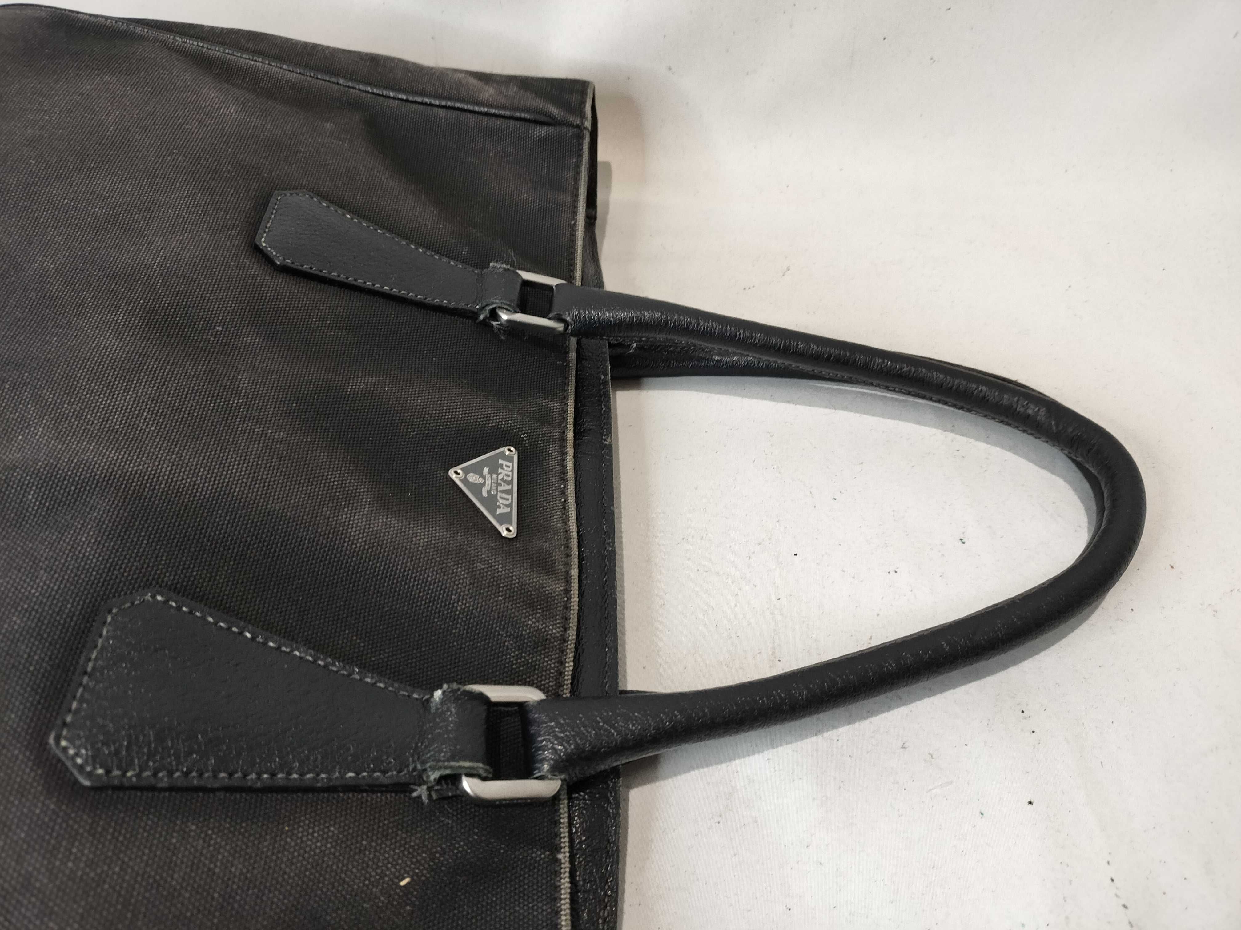 Canvas Triangle Logo Leather Handbag — view 4