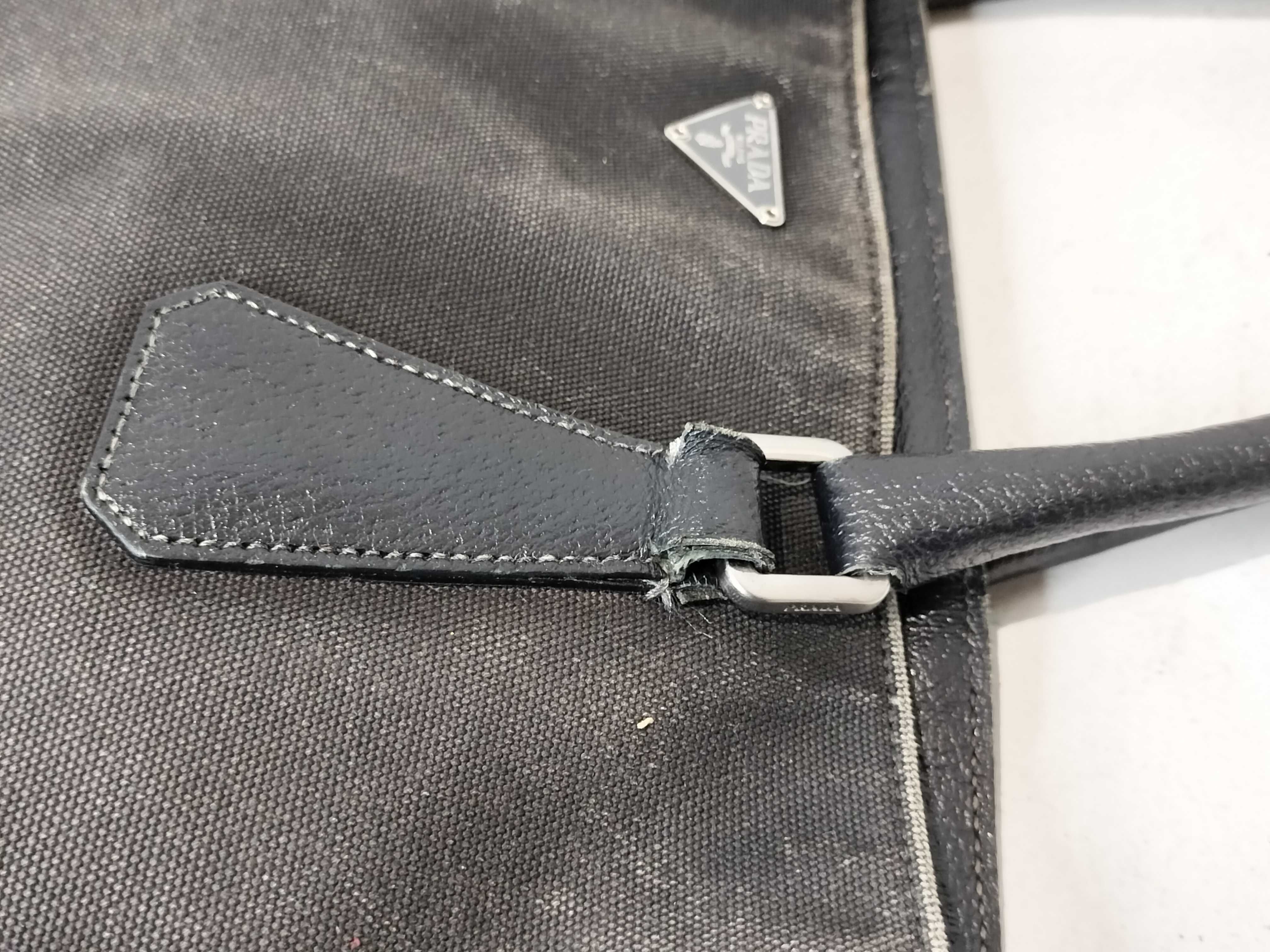 Canvas Triangle Logo Leather Handbag — view 6