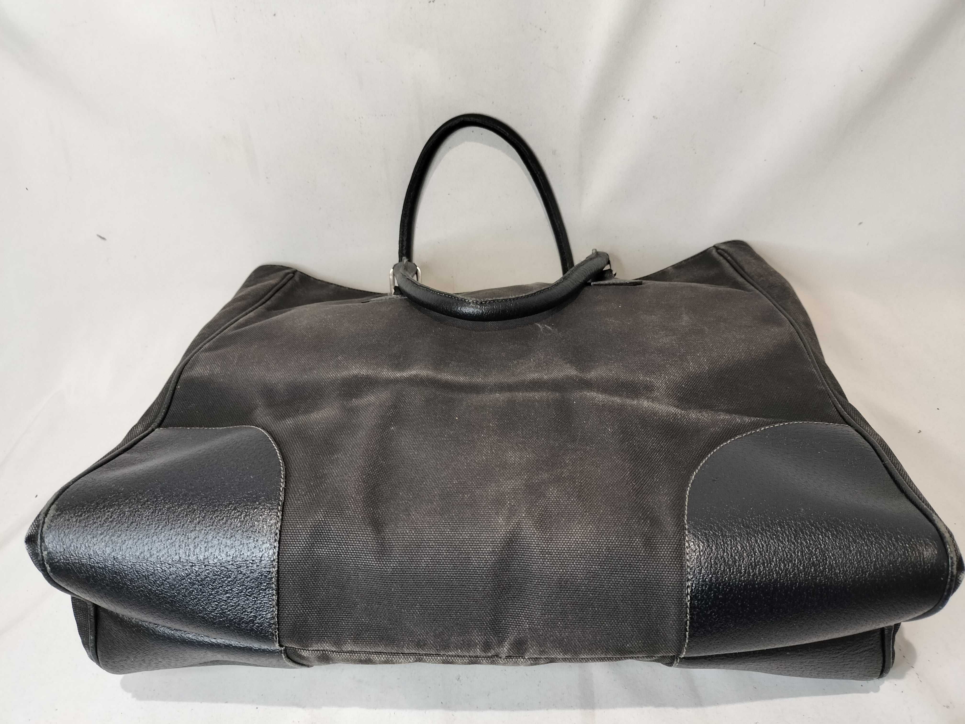 Canvas Triangle Logo Leather Handbag — view 8