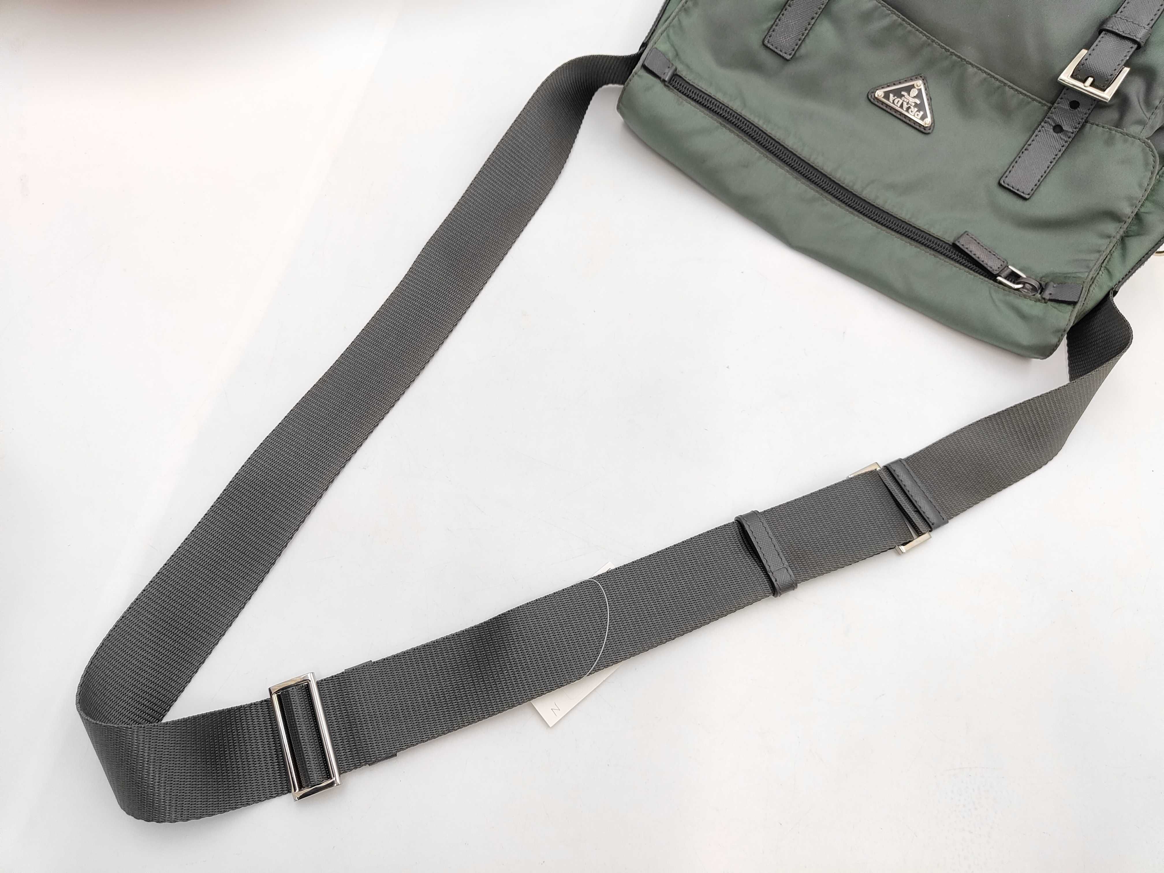 Nylon Messenger Shoulder Bag (Green) — view 5