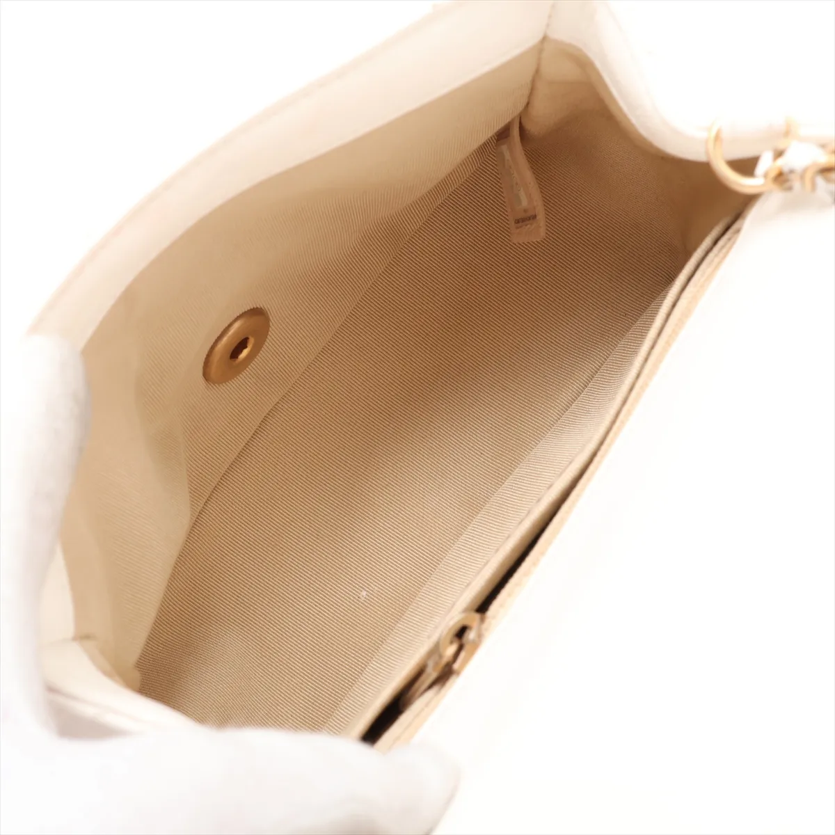 Matelassé Lambskin Single Flap Single Chain Bag, White with Gold Hardware, 30607958 (Serial Number in the 30s), AS2203 — view 6