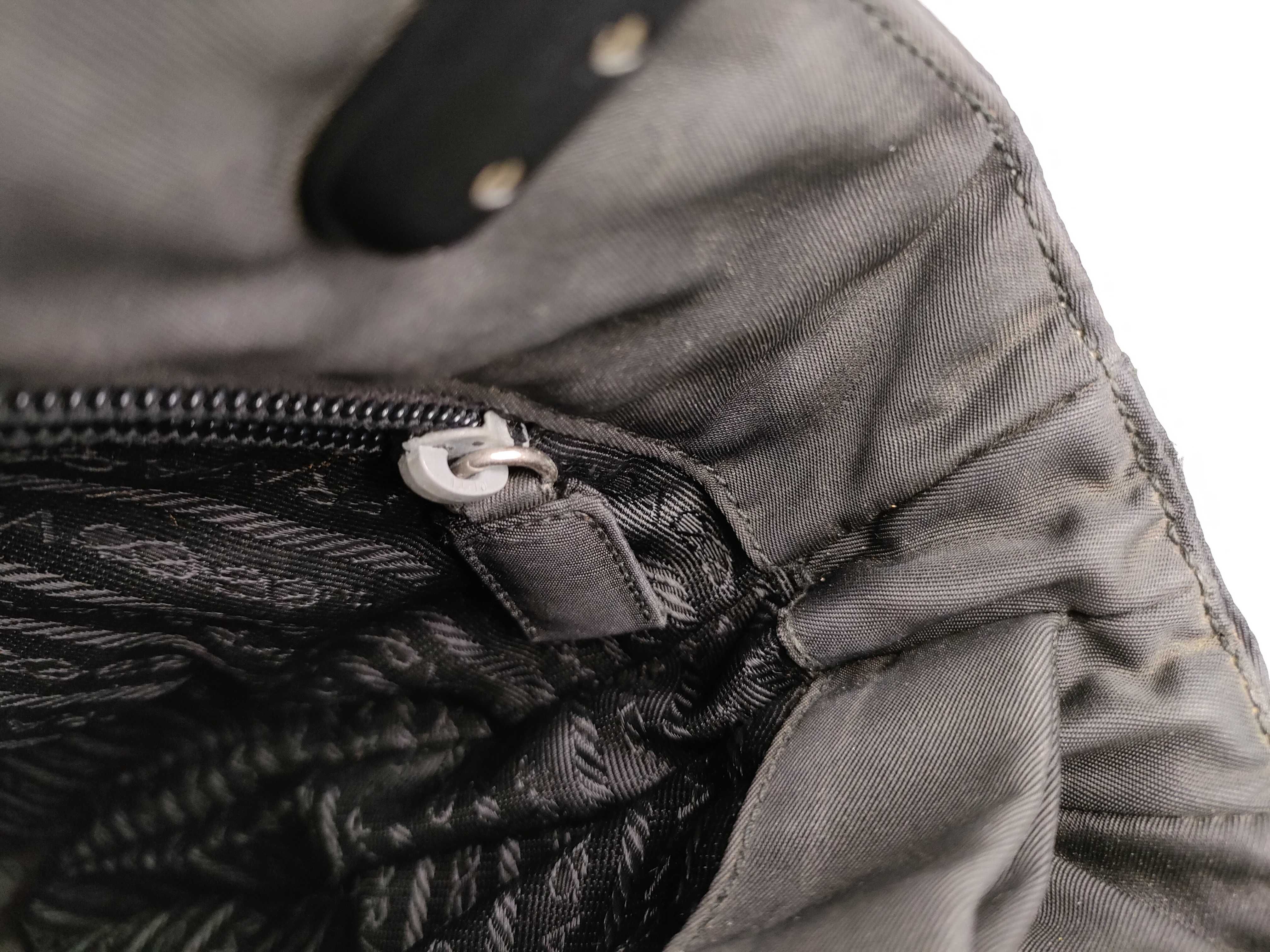 nylon handbag, black, with plastic handle and triangular plate. — view 8
