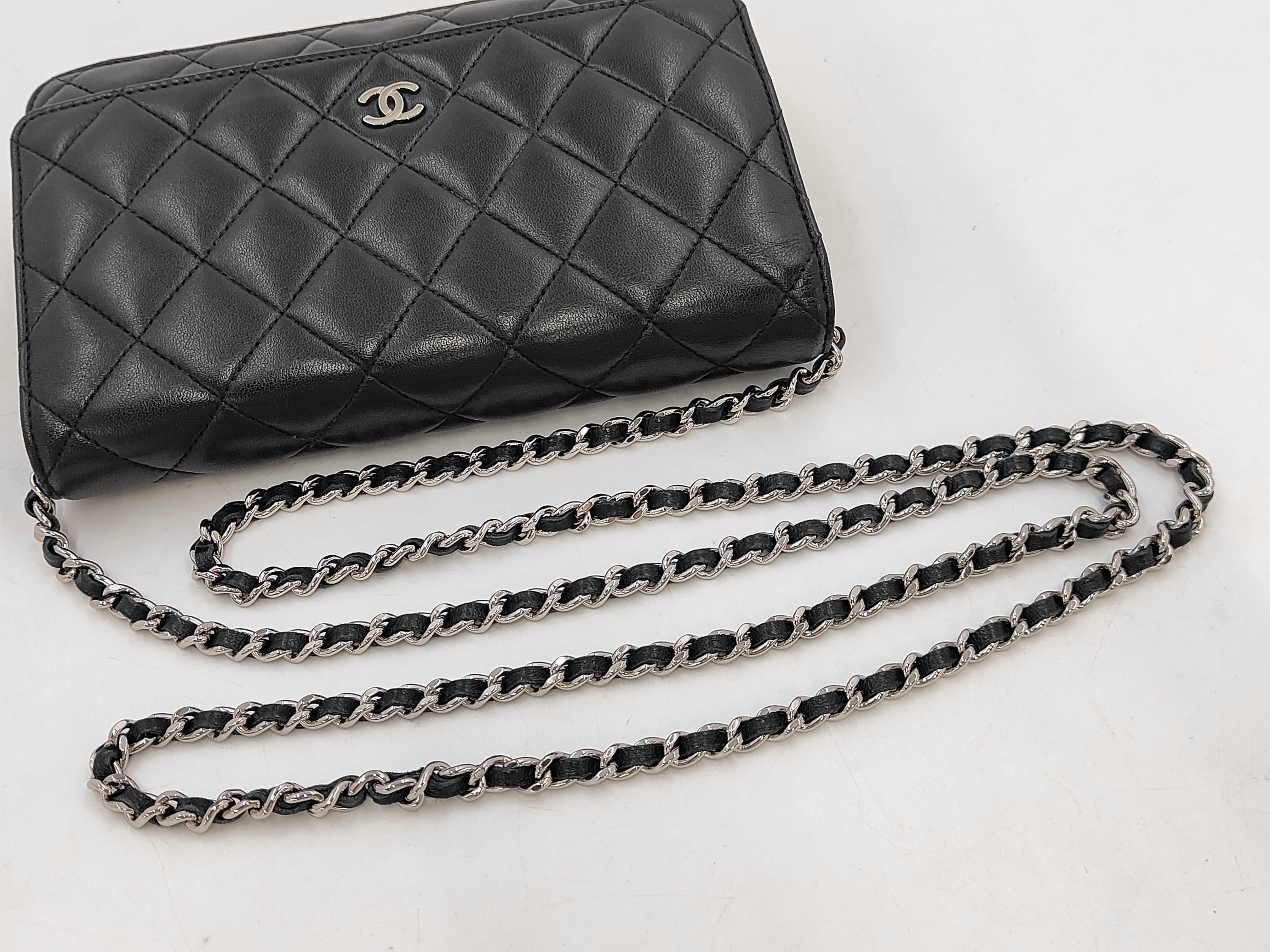Mini Matelassé Chain Wallet, Lambskin, Black, Serial Number 22, Shoulder Bag — view 5