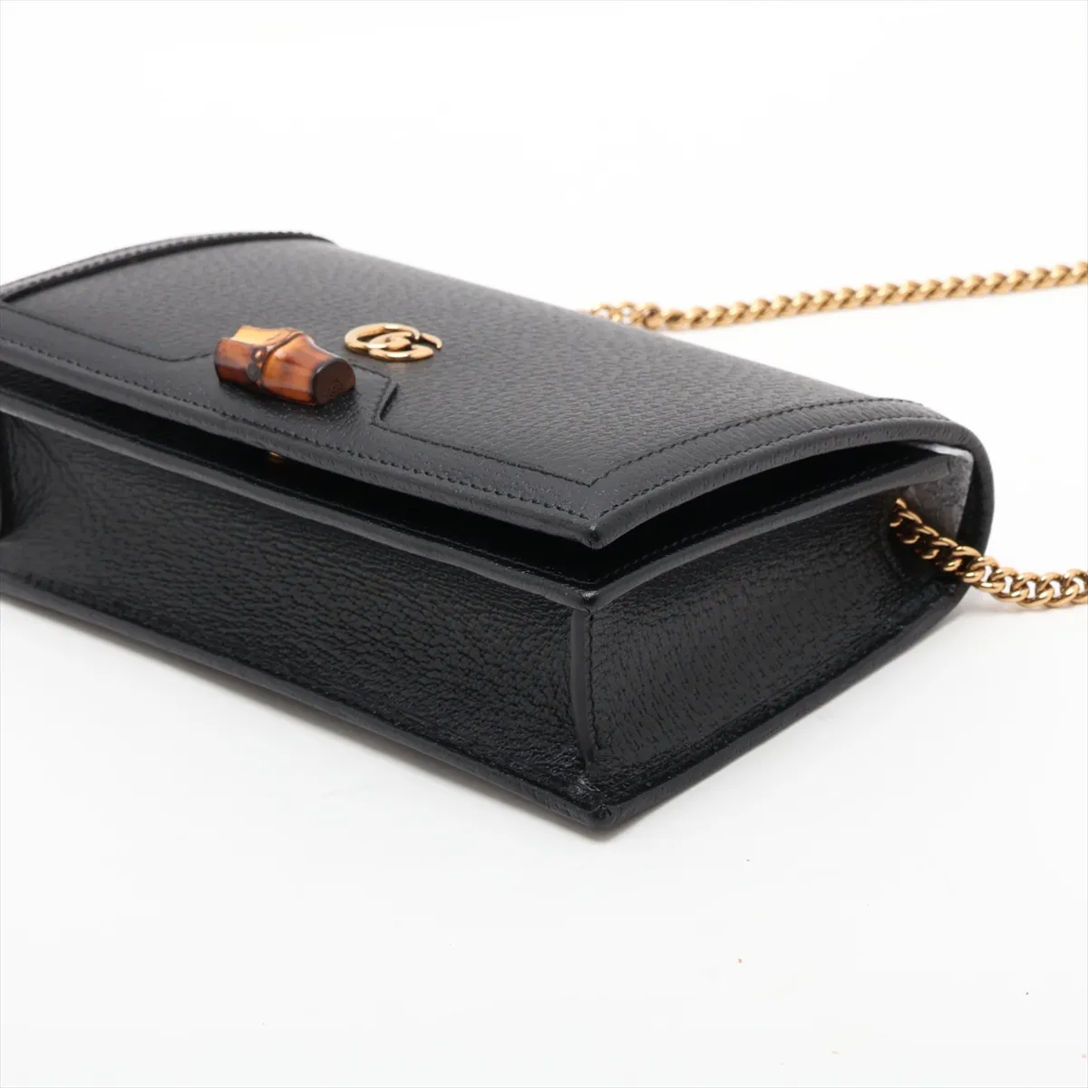 Bamboo Love Light 696817 Leather Chain Shoulder Bag, Black — view 3
