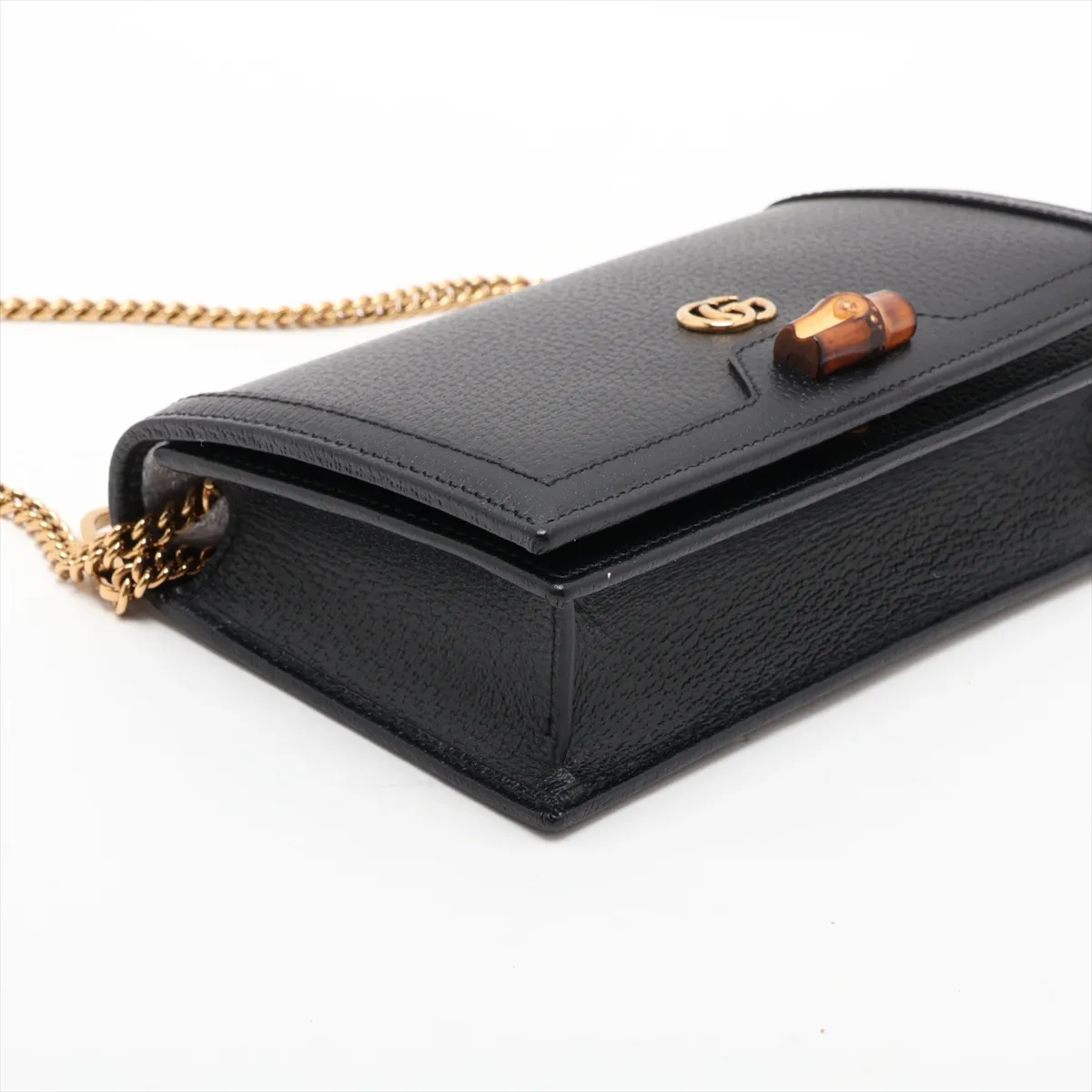 Bamboo Love Light 696817 Leather Chain Shoulder Bag, Black — view 4