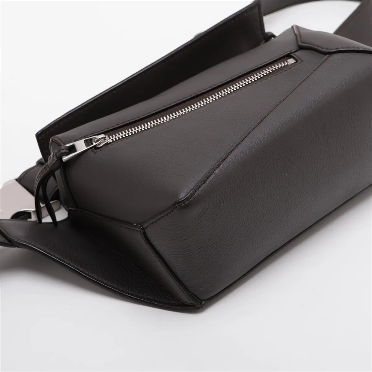 Puzzle Bag Leather Waist Pouch, Gray — view 4