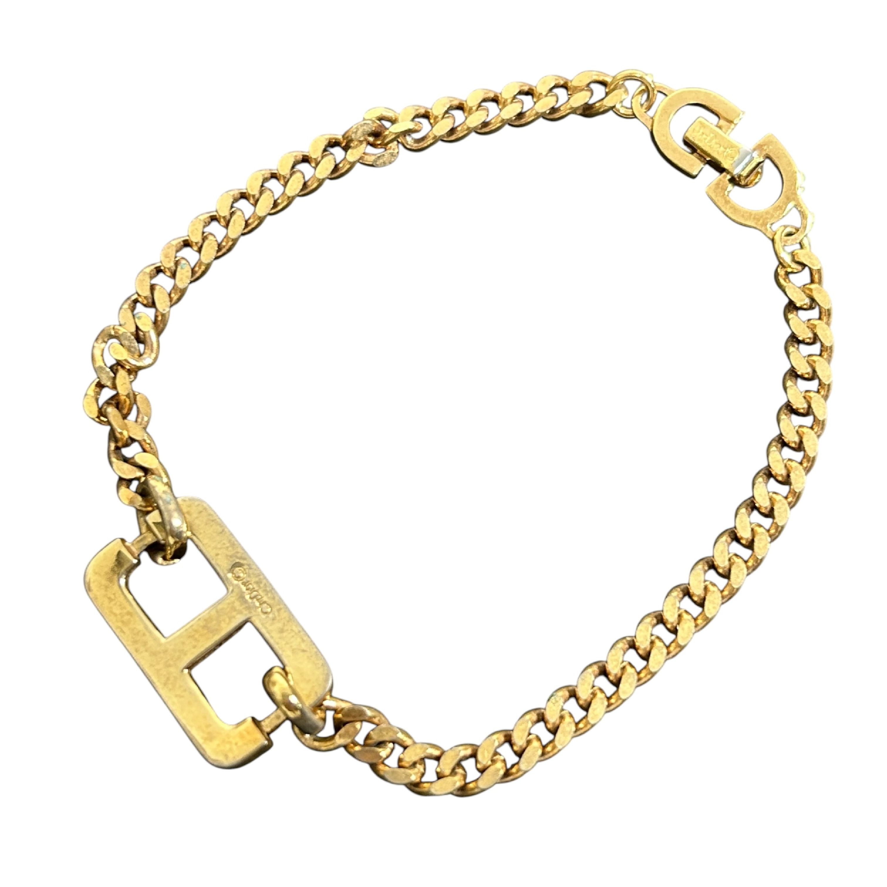 CD logo bracelet, curb chain, 20cm total length, gold-tone bangle/bracelet. — view 2