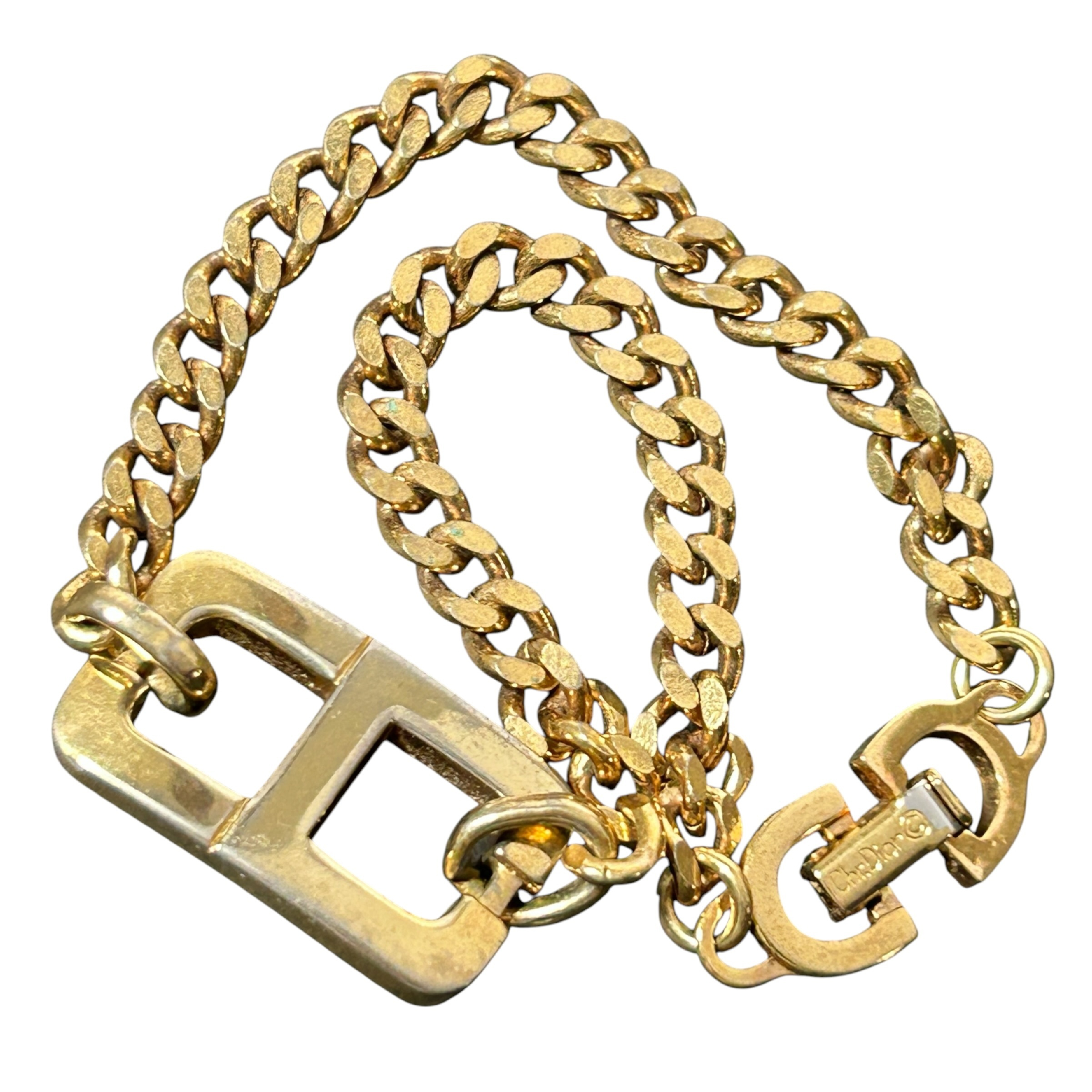 CD logo bracelet, curb chain, 20cm total length, gold-tone bangle/bracelet. — view 5