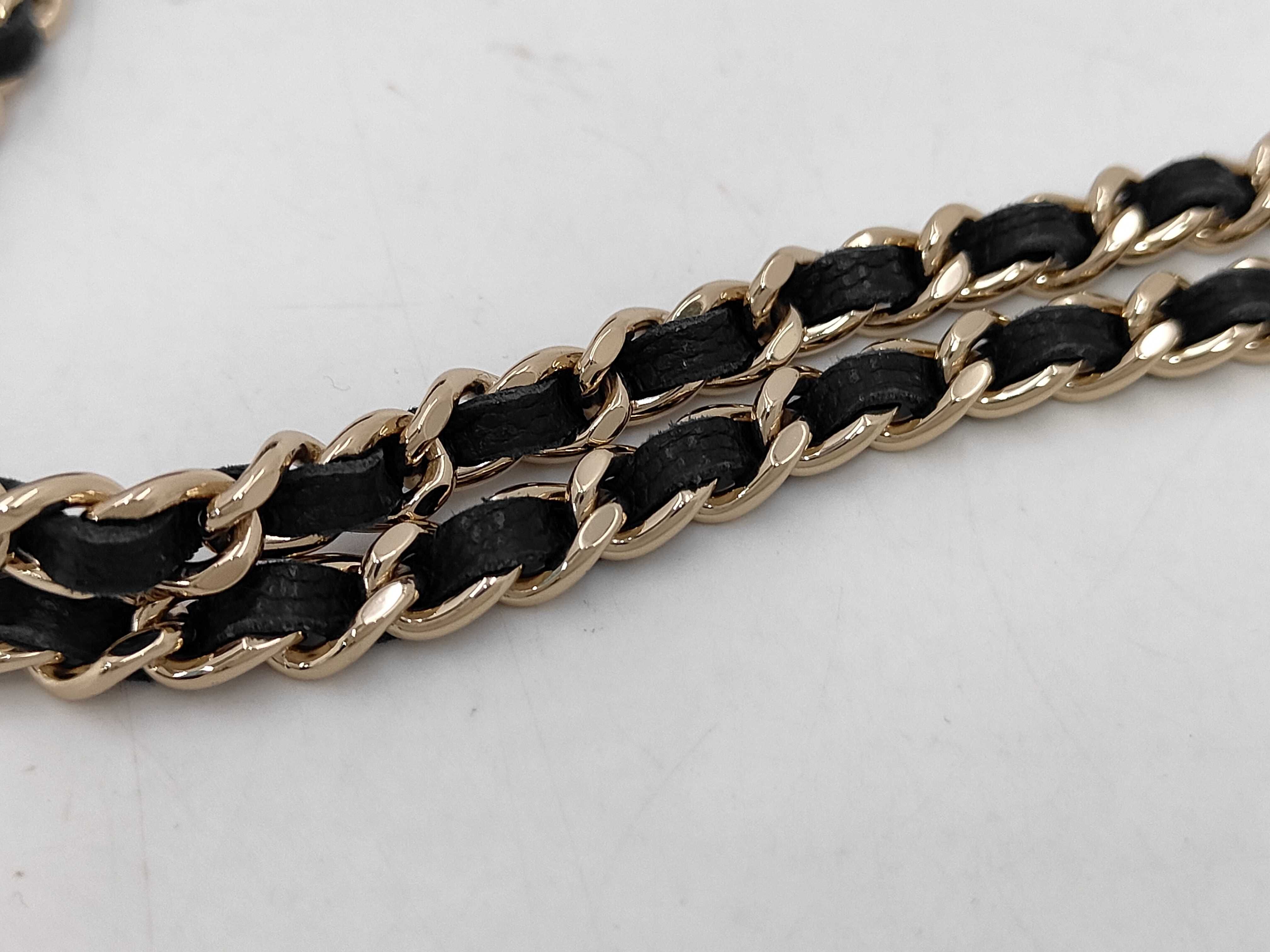Matelassé Chain Wallet, Black Caviar Leather, Rhinestone, Coco Mark, Gold Hardware Bag — view 4