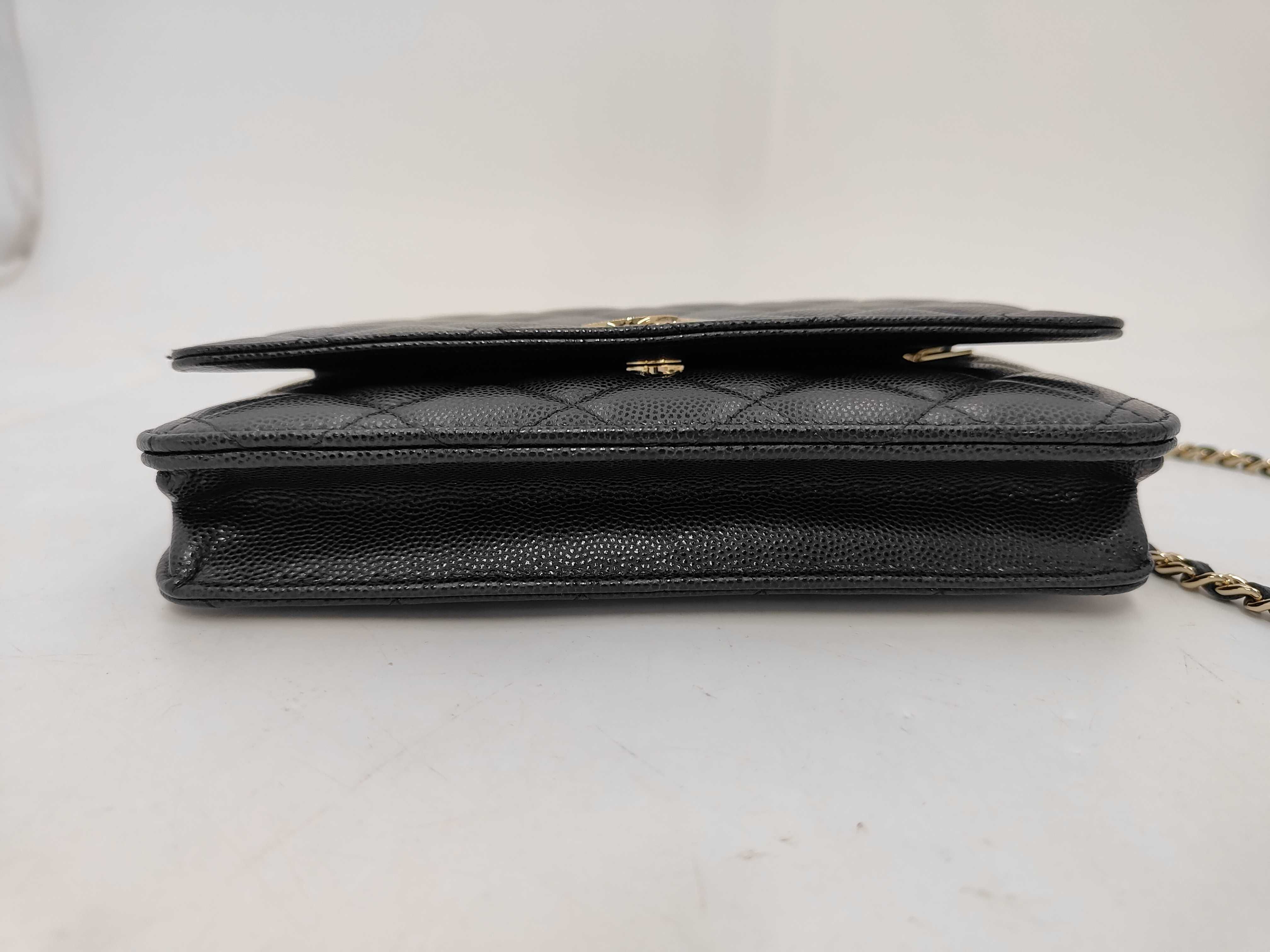 Matelassé Chain Wallet, Black Caviar Leather, Rhinestone, Coco Mark, Gold Hardware Bag — view 5