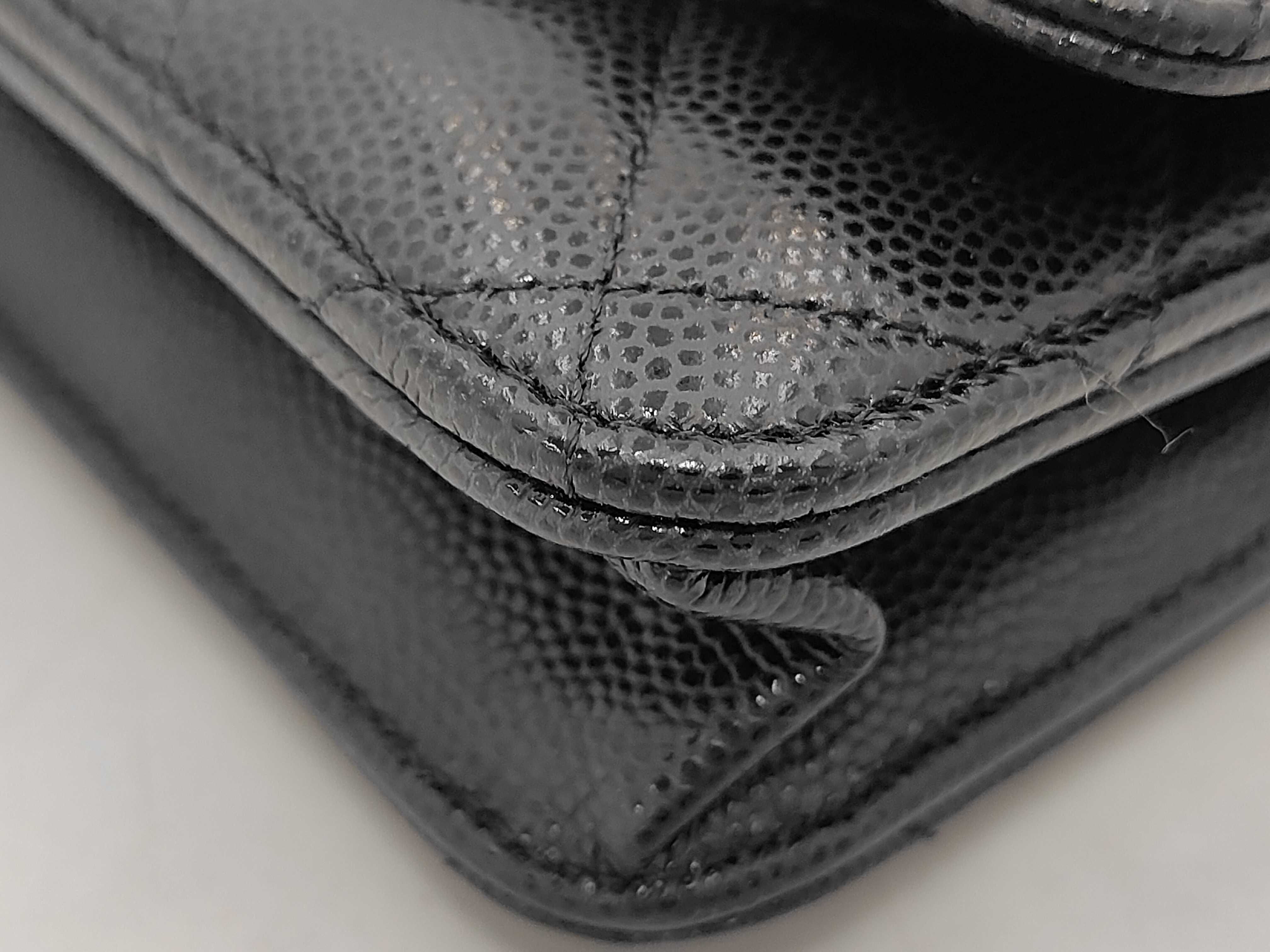 Matelassé Chain Wallet, Black Caviar Leather, Rhinestone, Coco Mark, Gold Hardware Bag — view 6