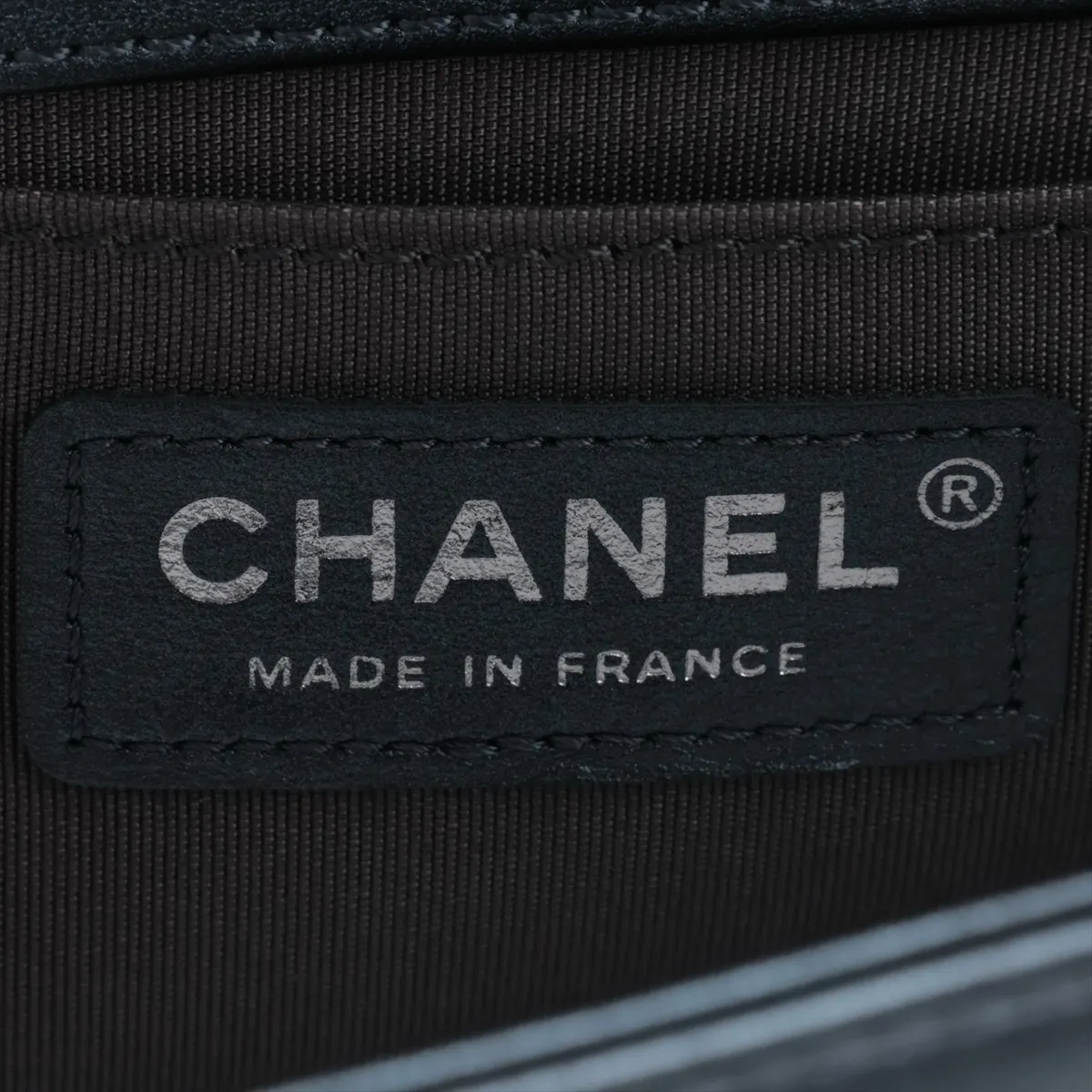 Boy Chanel 25 Lambskin x Rhinestone Chain Shoulder Bag, Gray, Silver Hardware, 25627401, Serial Number 25-series, A67086 — view 9