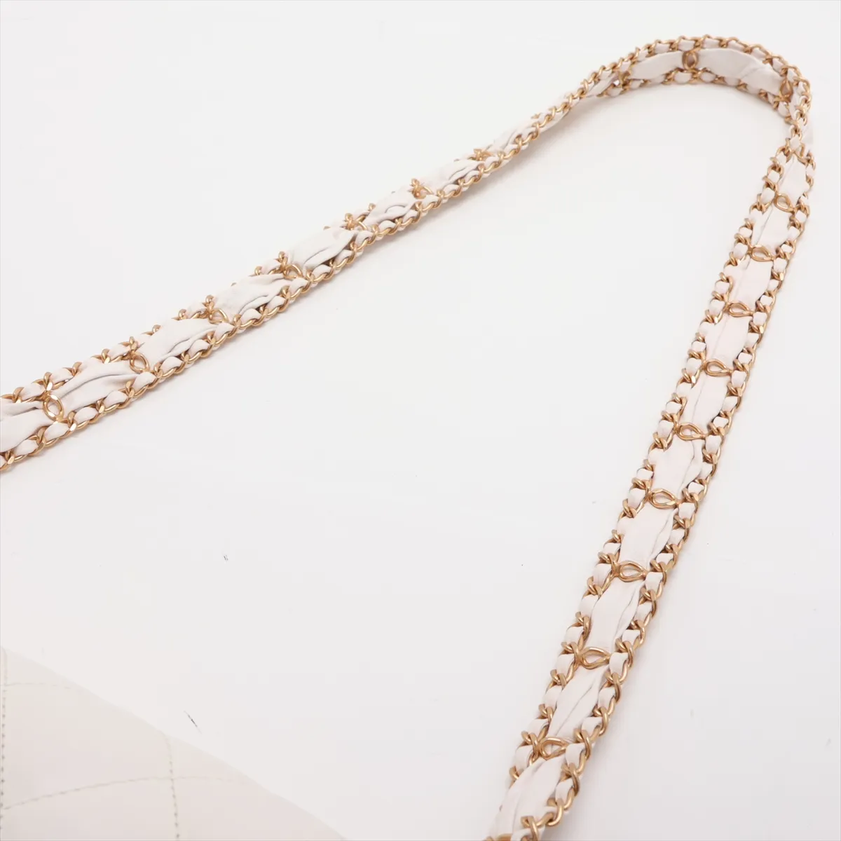 Mini Matelassé Lambskin Chain Shoulder Bag, White with Gold Hardware, AX8HKK8K, Random Plate — view 5