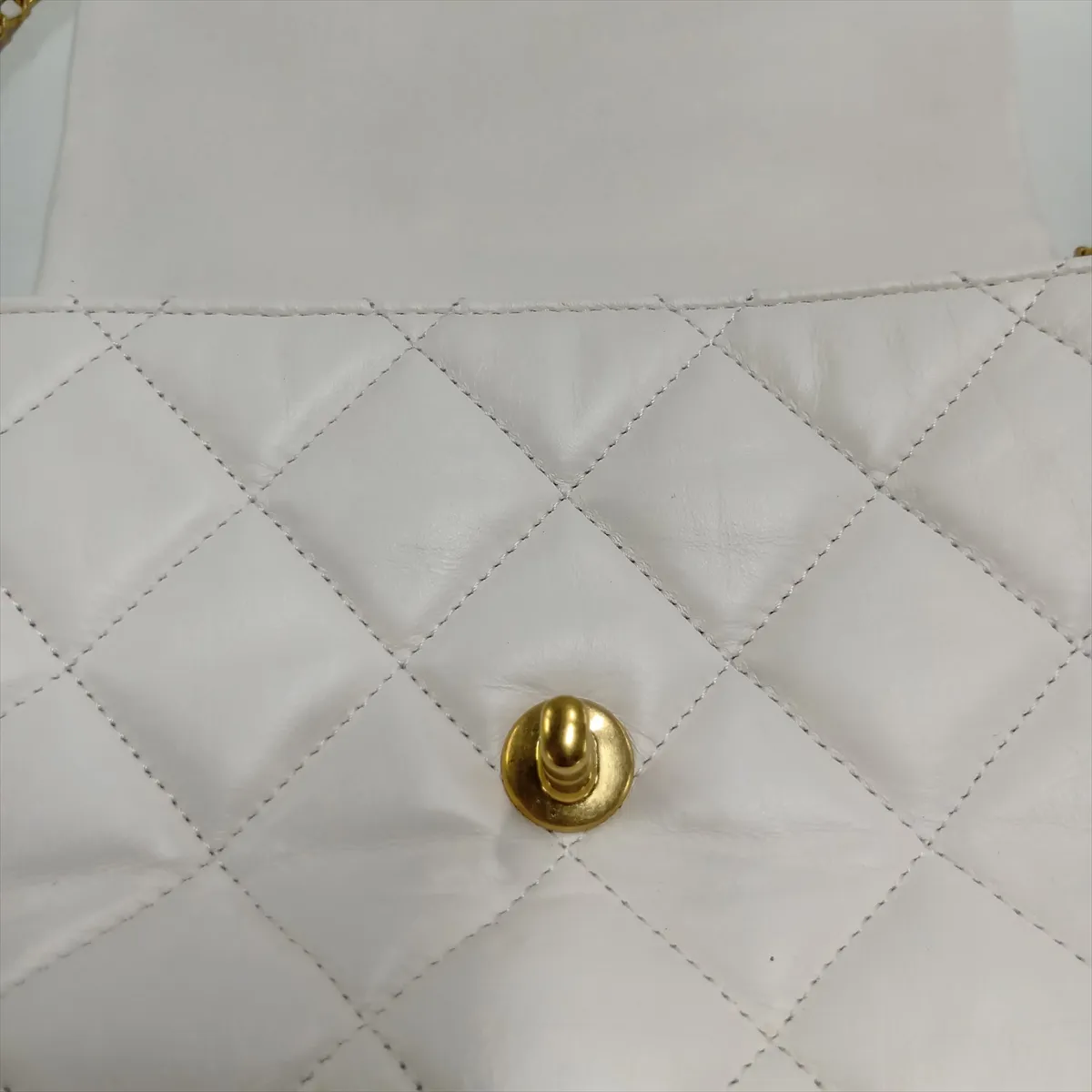 Mini Matelassé Lambskin Chain Shoulder Bag, White with Gold Hardware, AX8HKK8K, Random Plate — view 9