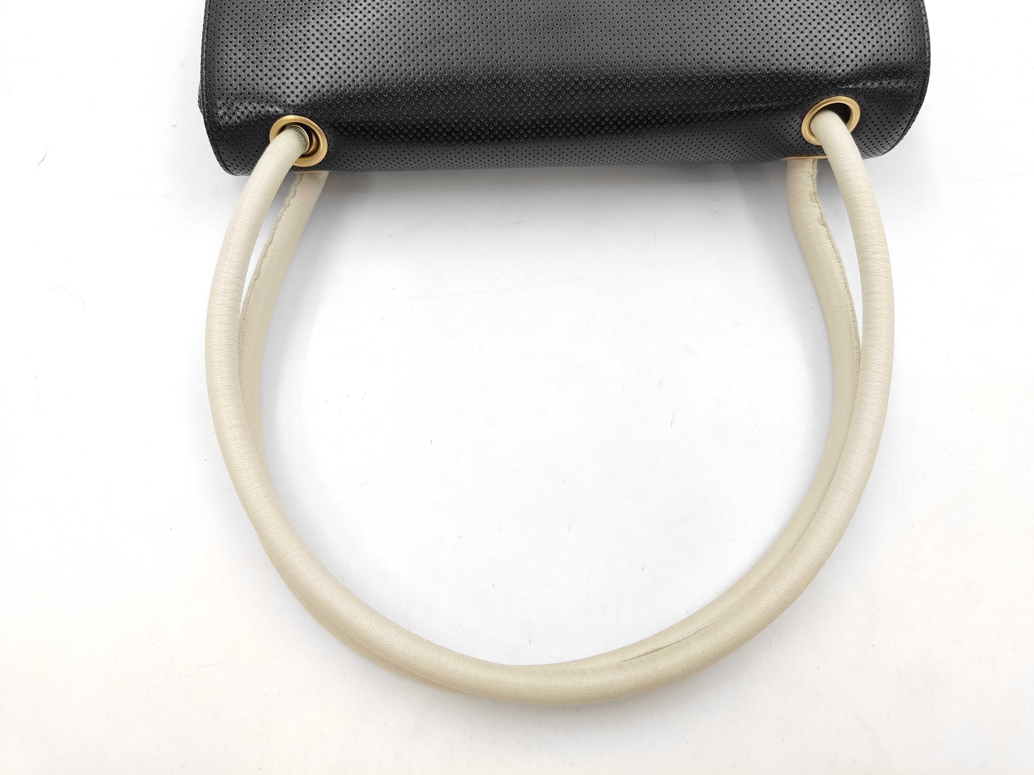 Coco Mark Perforated Shoulder Bag, Black x White, with original sticker, serial number in the 6th range. — view 5
