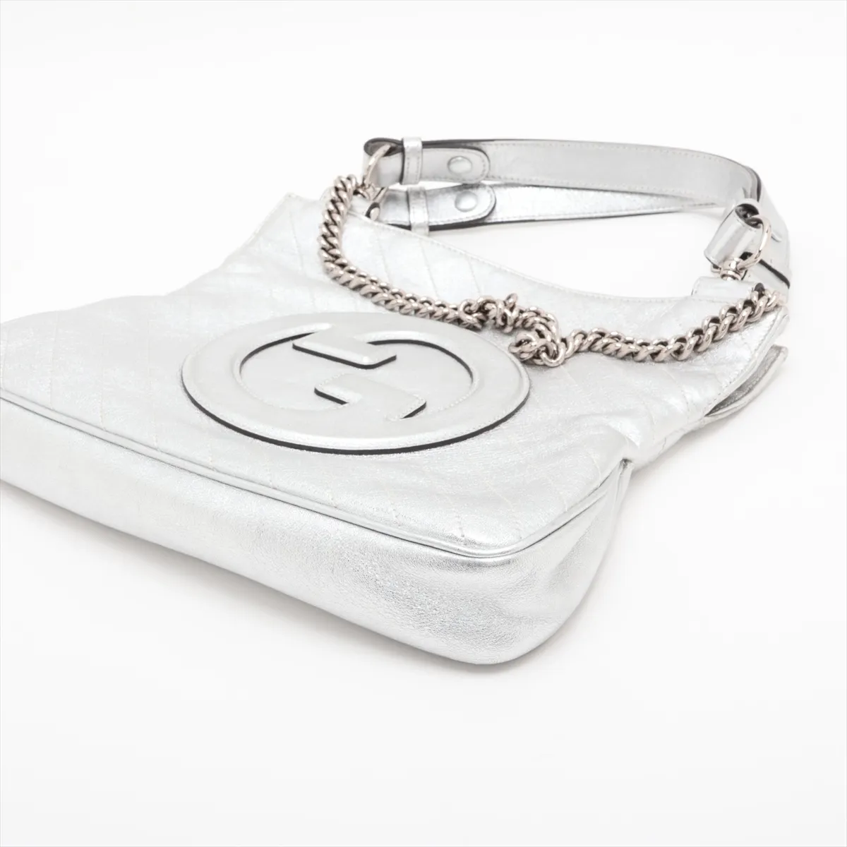 Blondie Leather 2-Way Handbag, Silver — view 3