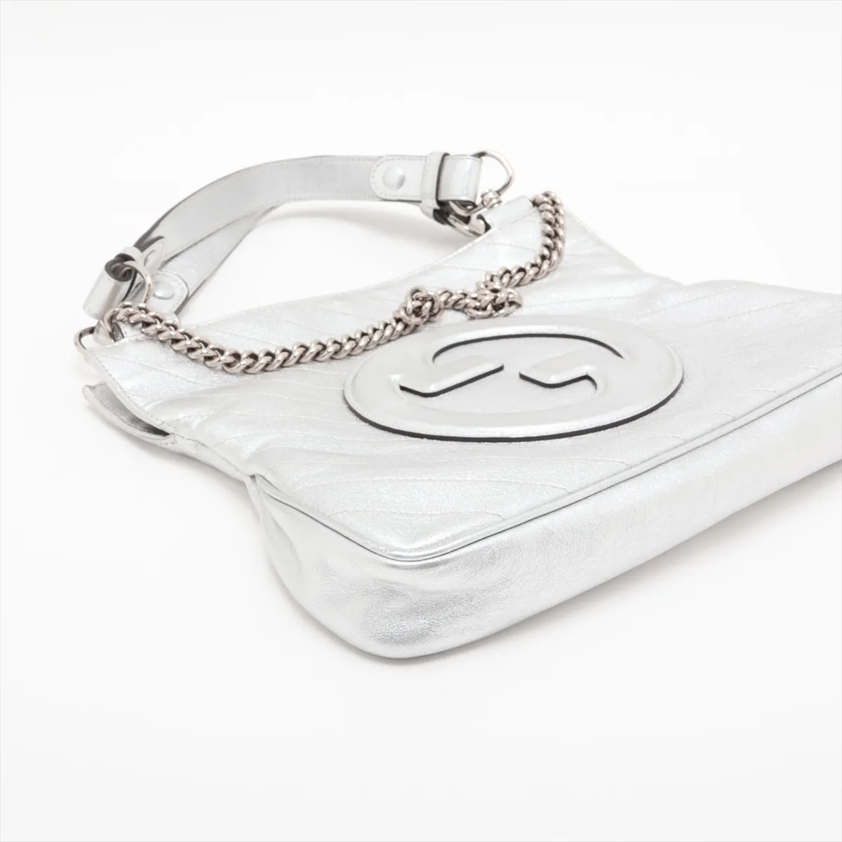 Blondie Leather 2-Way Handbag, Silver — view 4