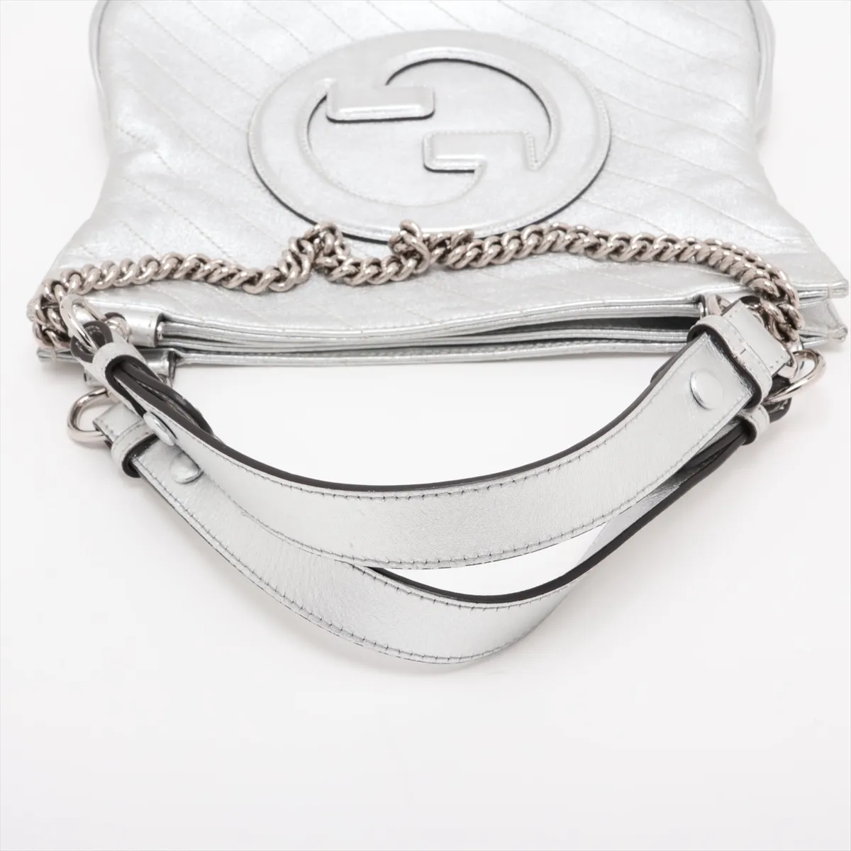Blondie Leather 2-Way Handbag, Silver — view 5