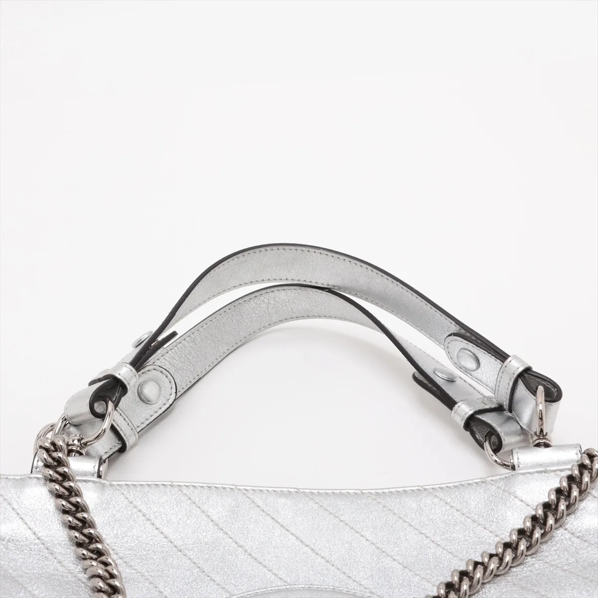 Blondie Leather 2-Way Handbag, Silver — view 6