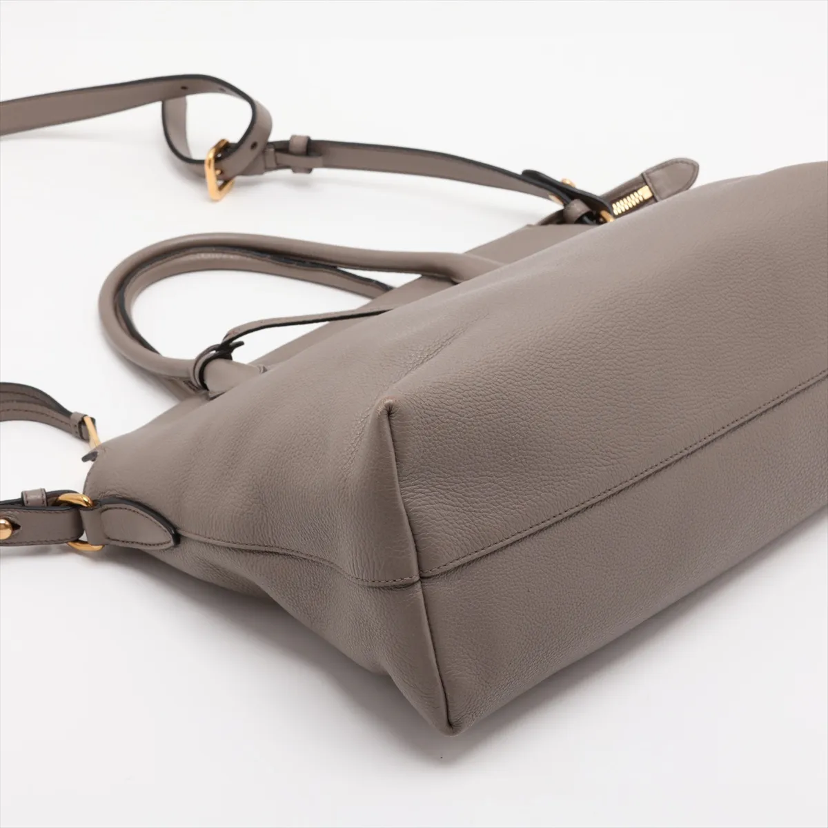 Vitello Daino Leather 2-Way Handbag, Beige — view 4