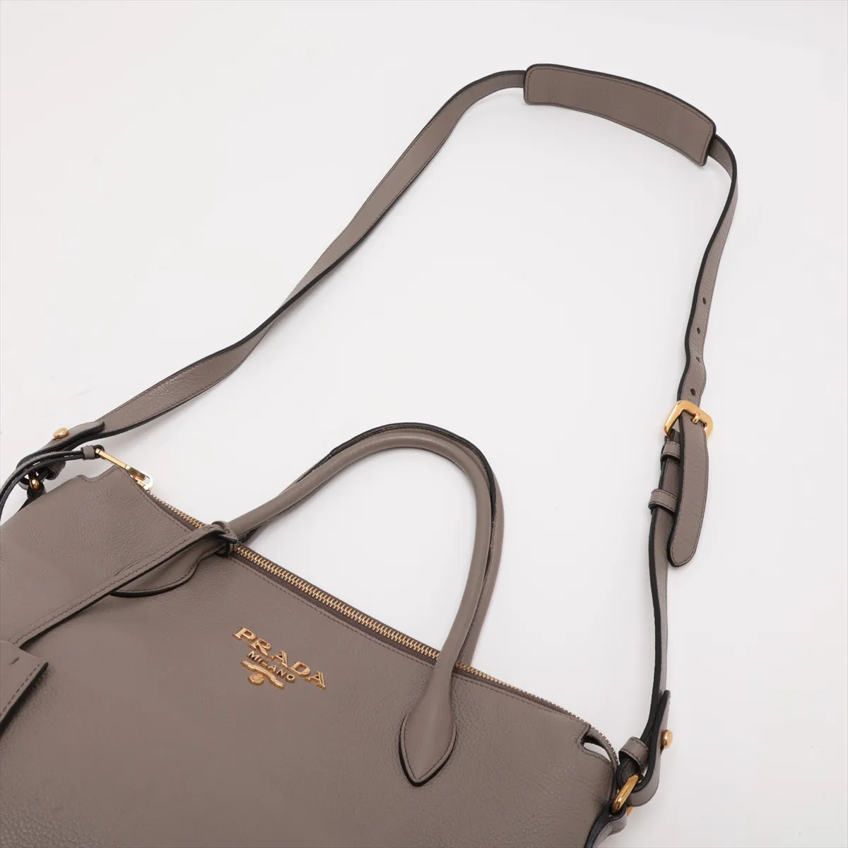 Vitello Daino Leather 2-Way Handbag, Beige — view 7