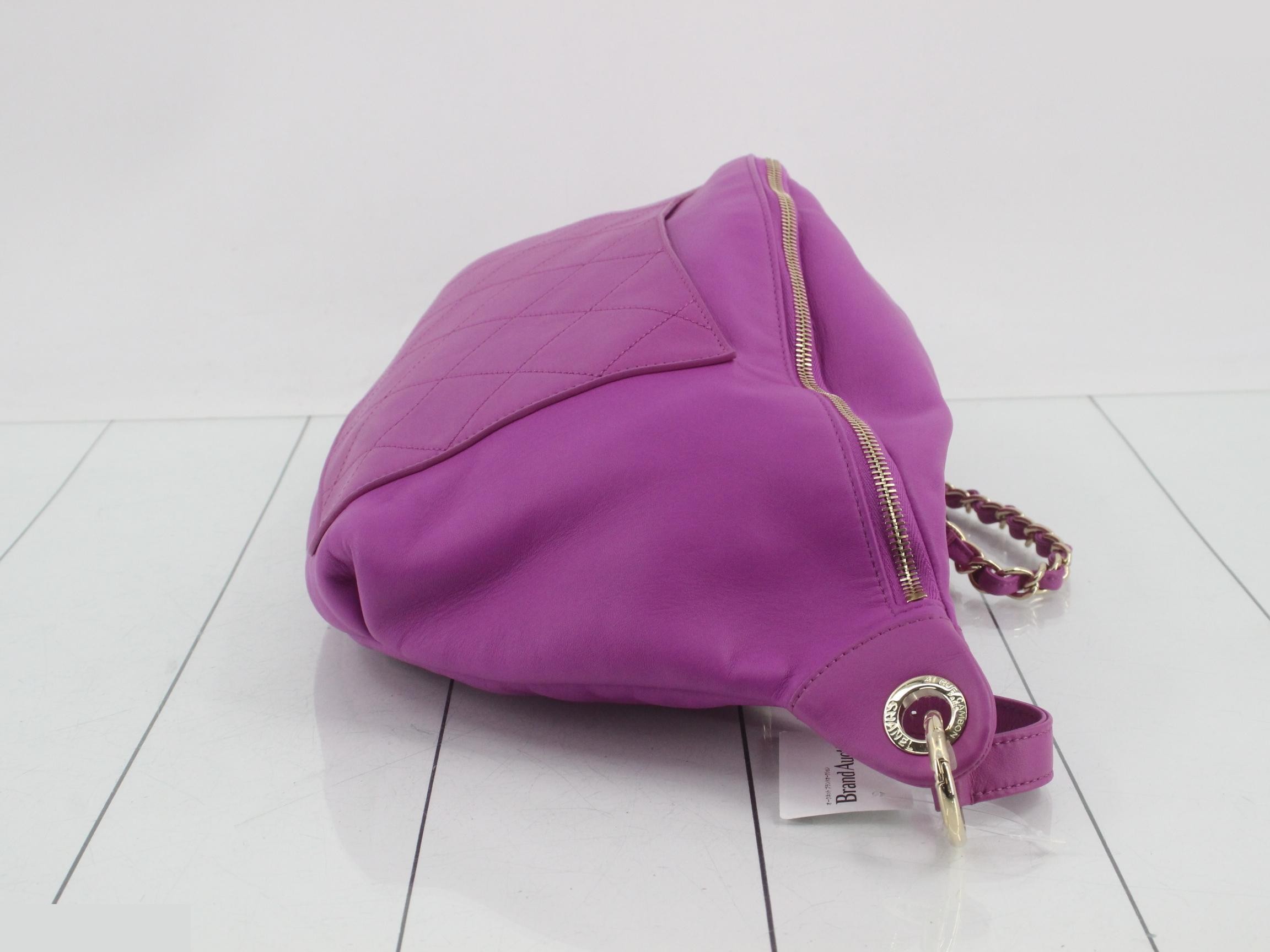 Matelassé Leather 2-Way Waist Bag, Purple — view 3