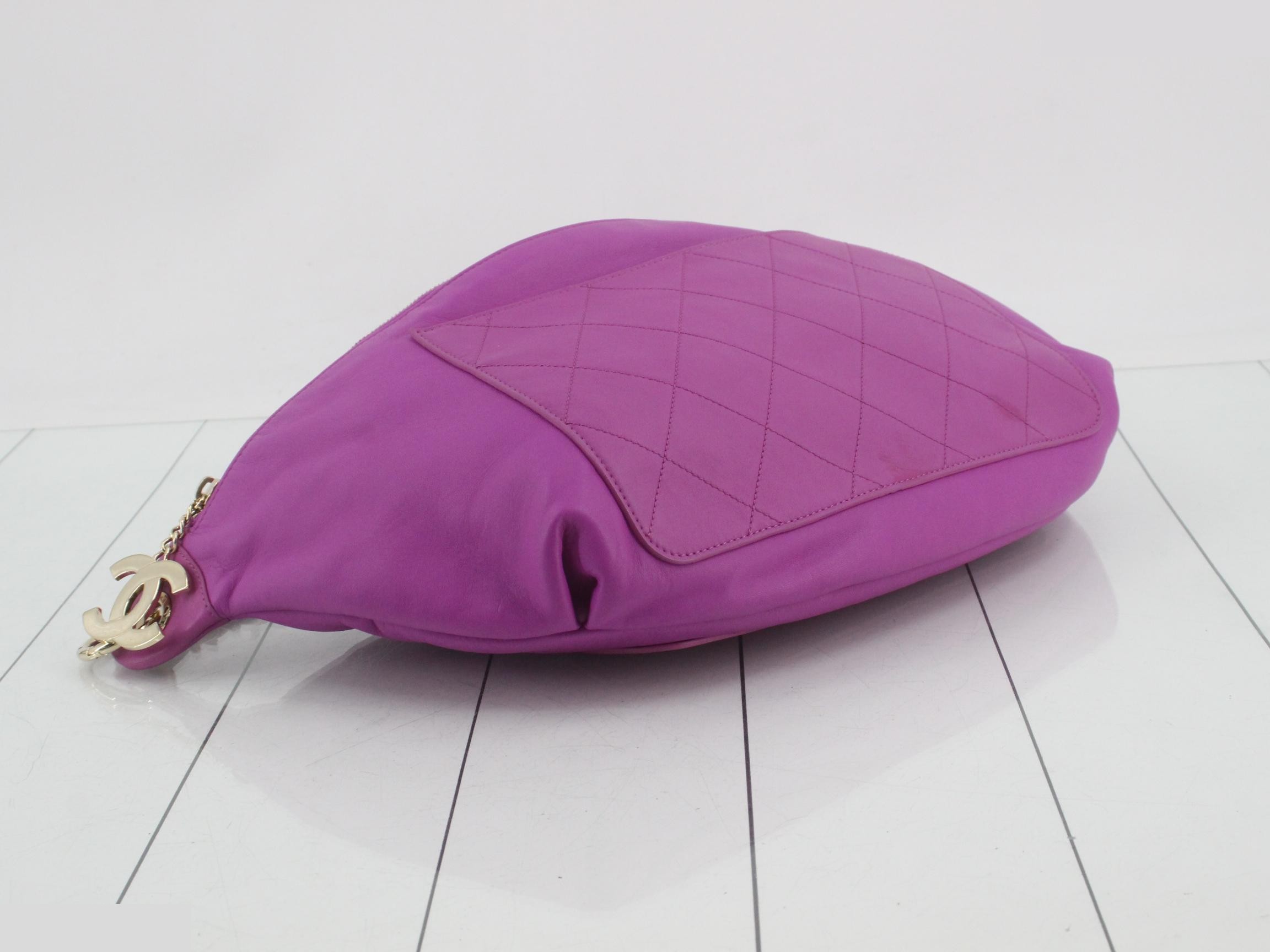 Matelassé Leather 2-Way Waist Bag, Purple — view 5