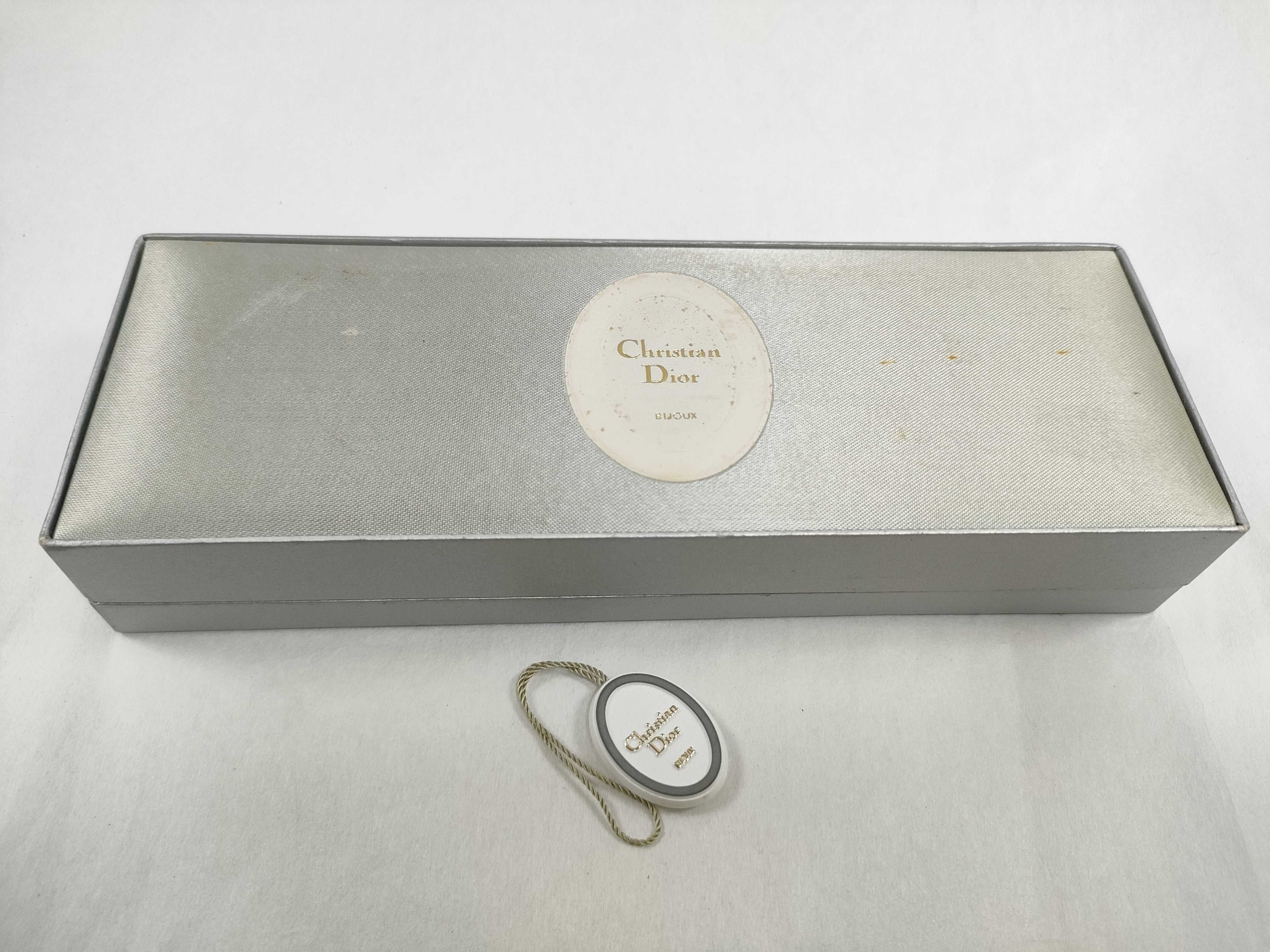 logo rhinestone gold necklace with box/bag. — view 11