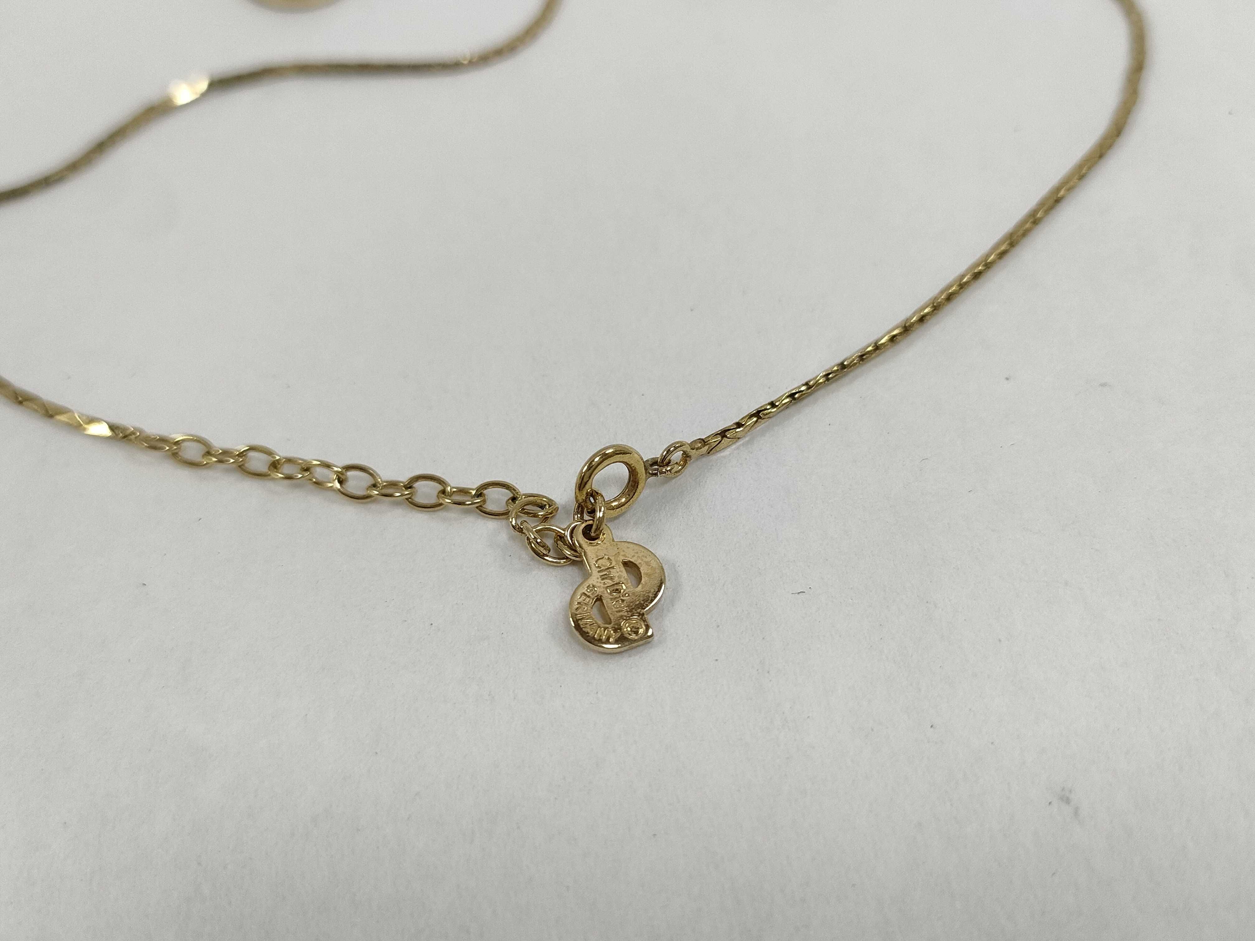 logo rhinestone gold necklace with box/bag. — view 6