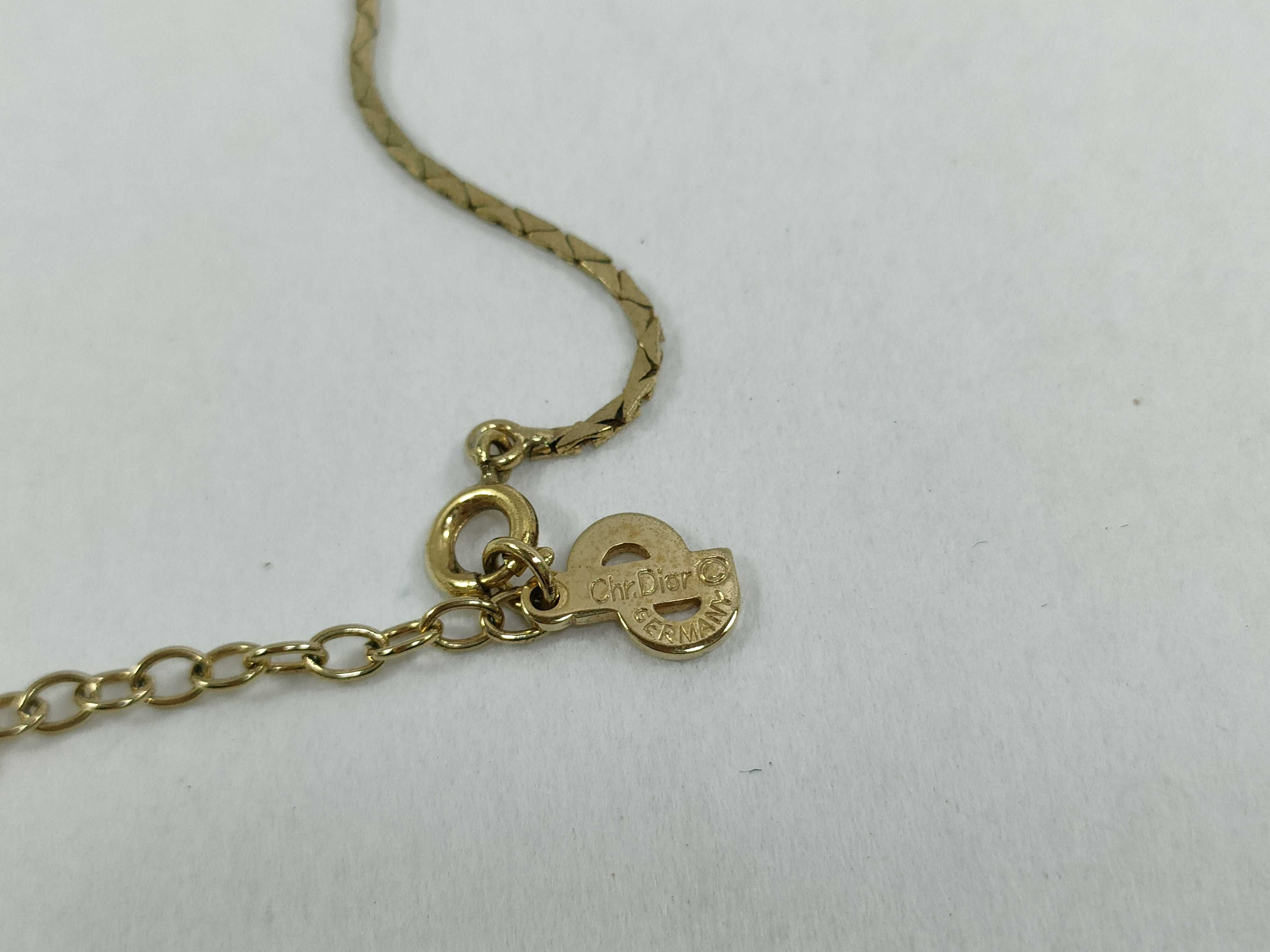 logo rhinestone gold necklace with box/bag. — view 7