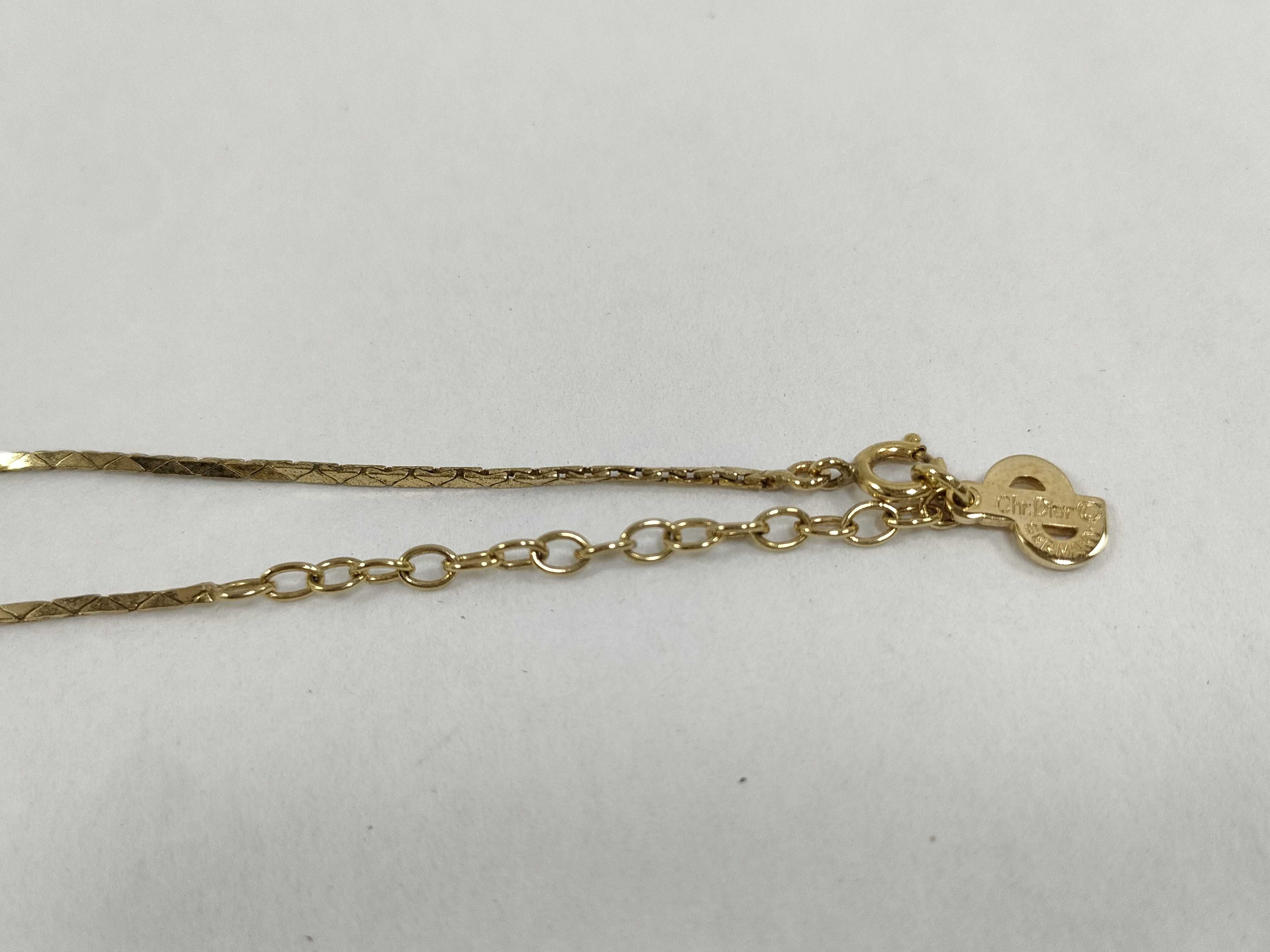 logo rhinestone gold necklace with box/bag. — view 8