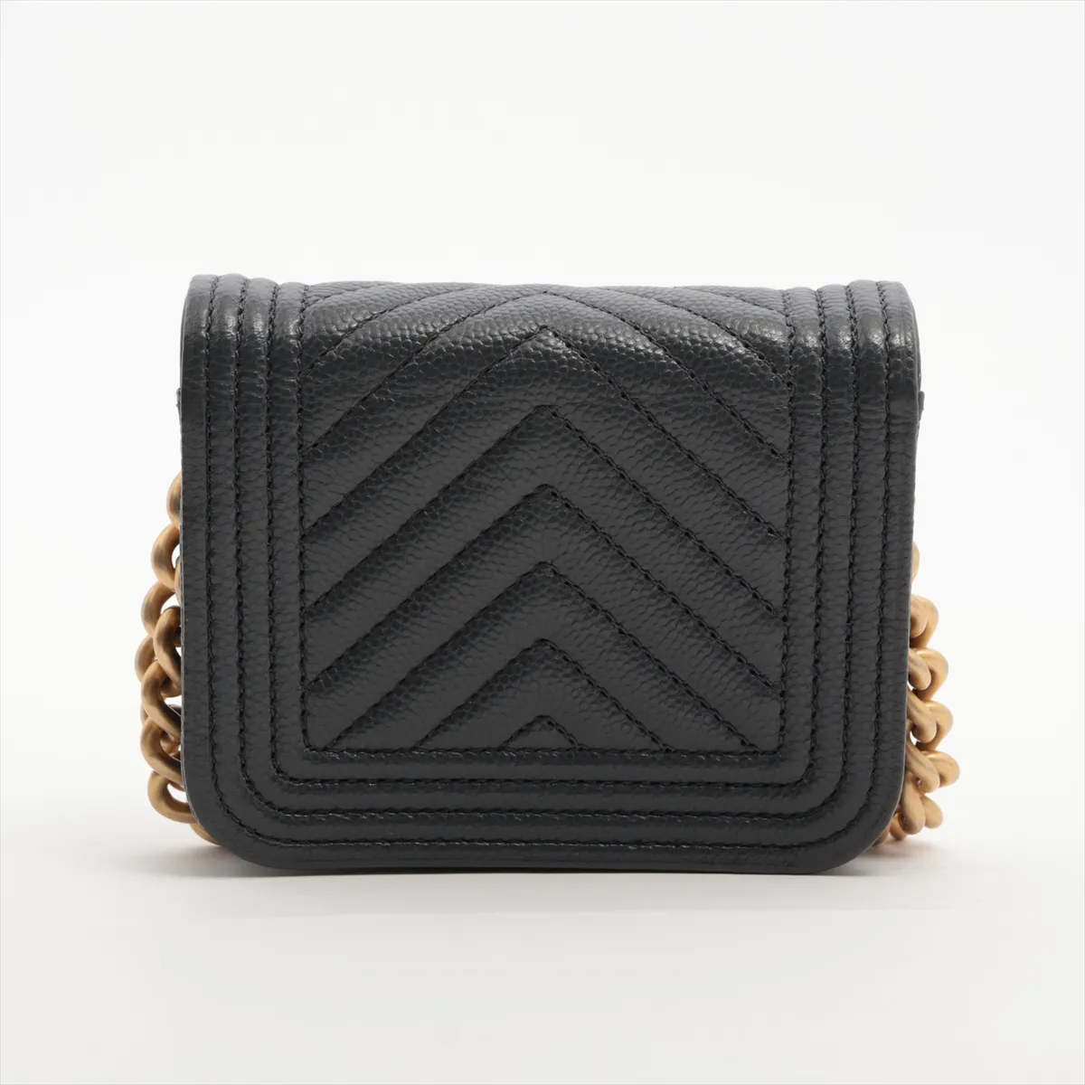 Boy Chanel Caviar Skin Shoulder Wallet Gray Gold Hardware 31615231 Coin Case — view 2