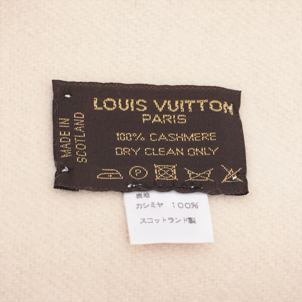 cashmere scarf, gray x ivory. Shows wear, — view 3