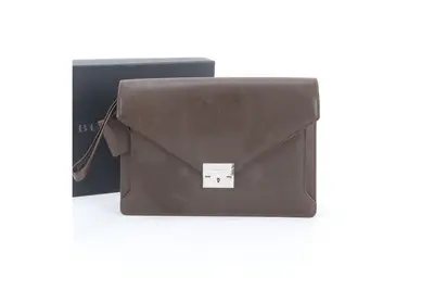 Leather second bag, clutch, pouch, for commuting, business, genuine leather