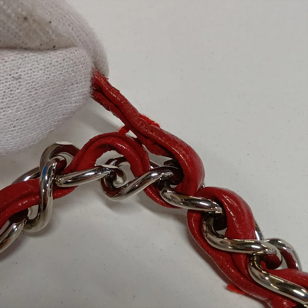 Matelassé 25 Lambskin Double Flap Double Chain Bag, Red, Silver Hardware, A01112 — view 13