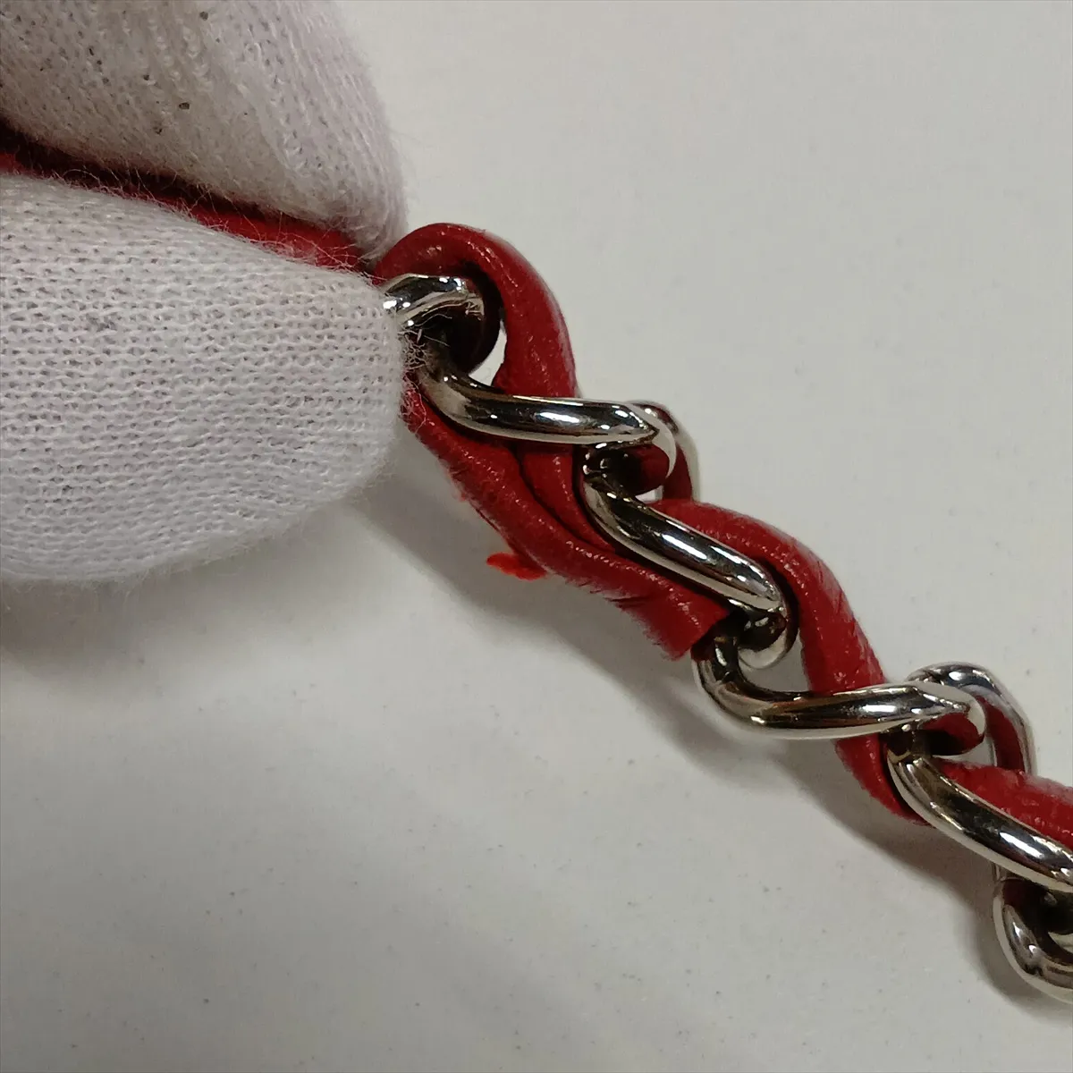 Matelassé 25 Lambskin Double Flap Double Chain Bag, Red, Silver Hardware, A01112 — view 14