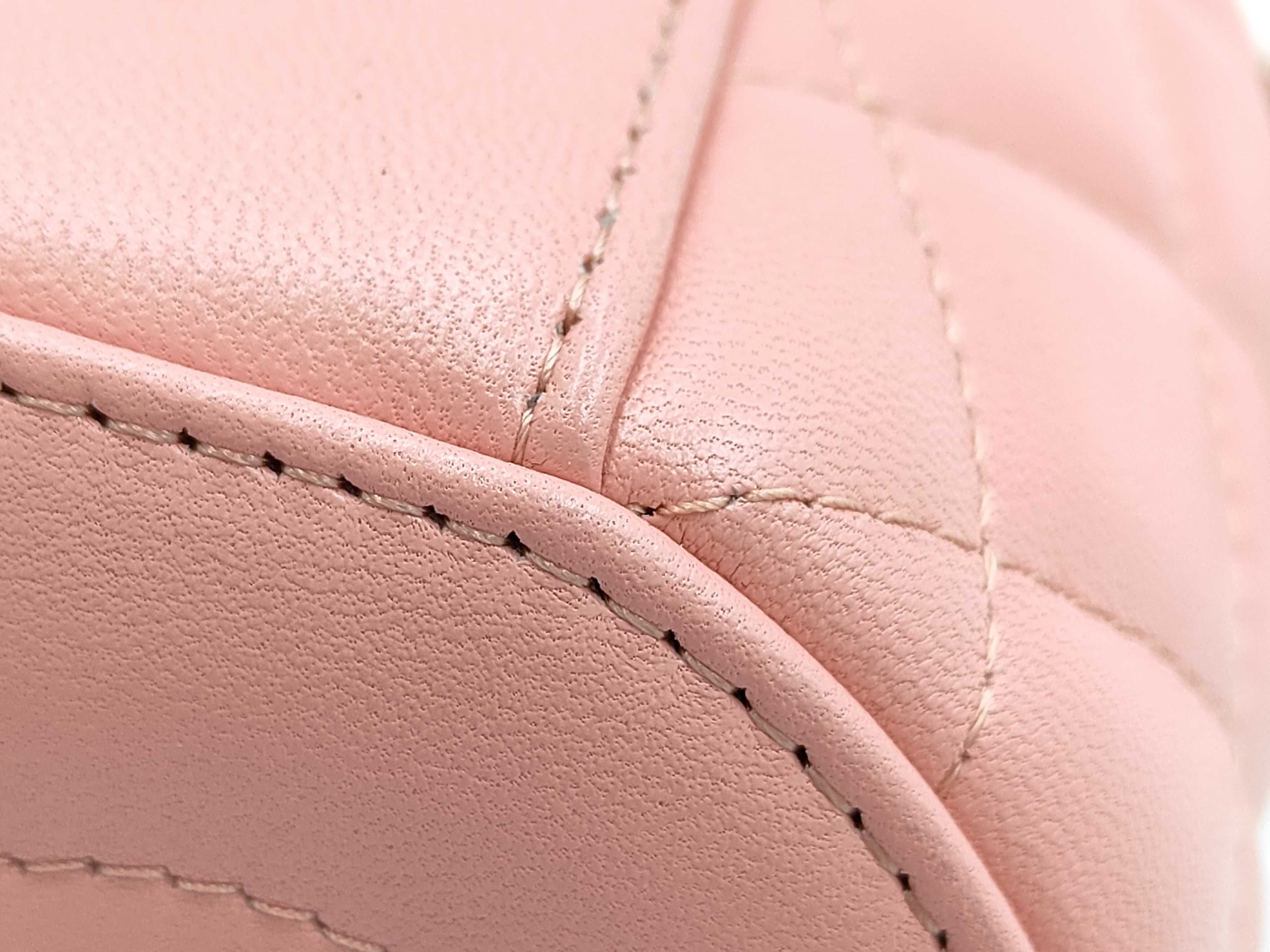 Matelassé Mini Vanity Bag, Pink Lambskin, Chain Handle, Gold Hardware, Handbag — view 7