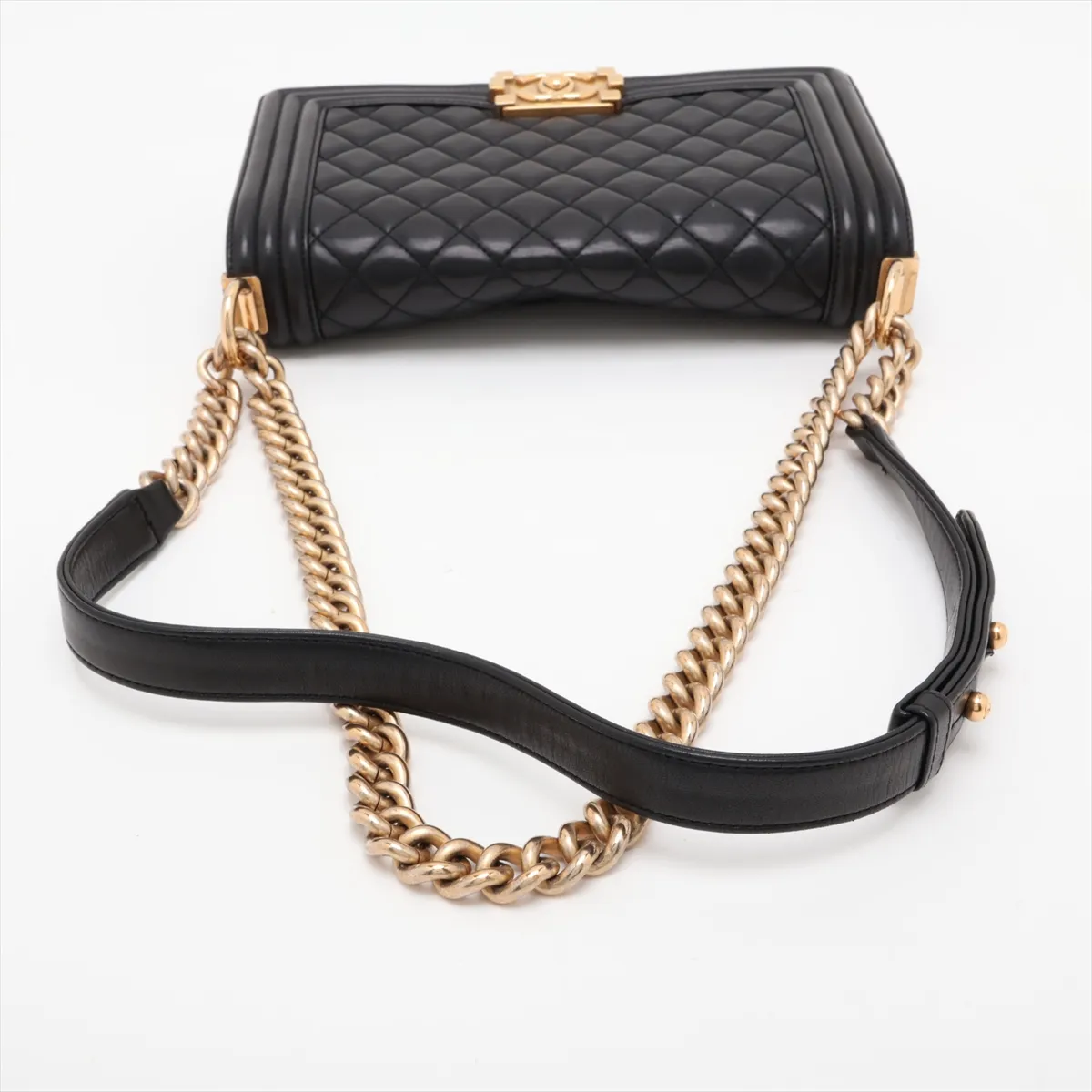 Boy Chanel 25 Lambskin Chain Shoulder Bag, Black with Gold Hardware, 24783673, Series 24, A67086 — view 5