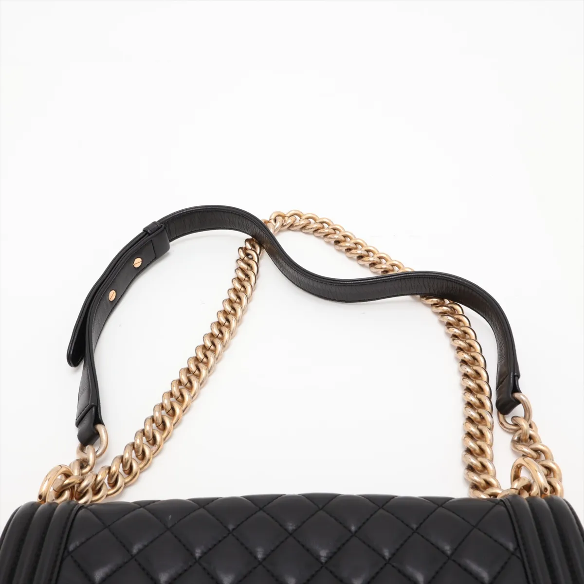 Boy Chanel 25 Lambskin Chain Shoulder Bag, Black with Gold Hardware, 24783673, Series 24, A67086 — view 6