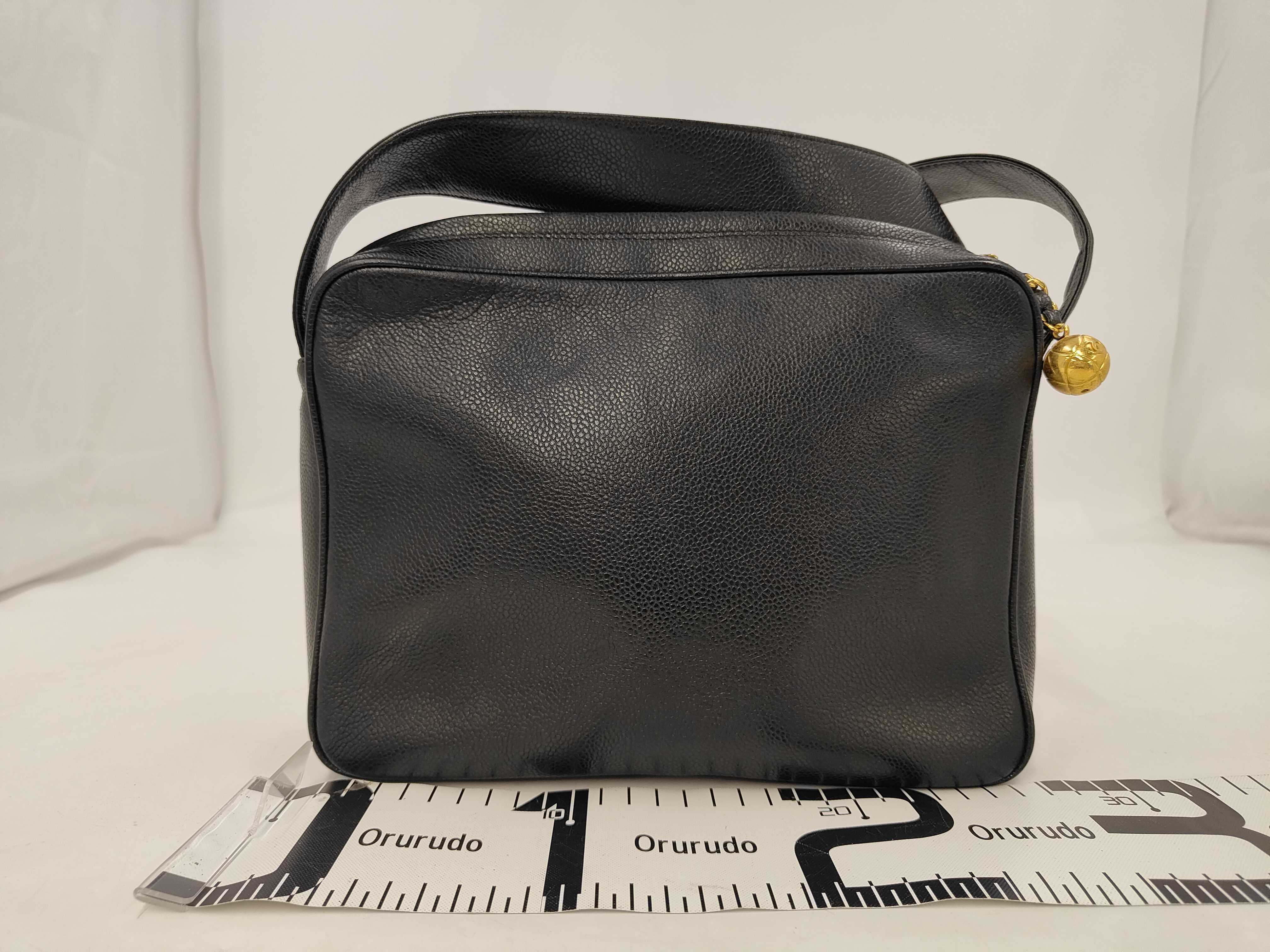 Caviar Skin Triple Coco Black Shoulder Bag — view 2
