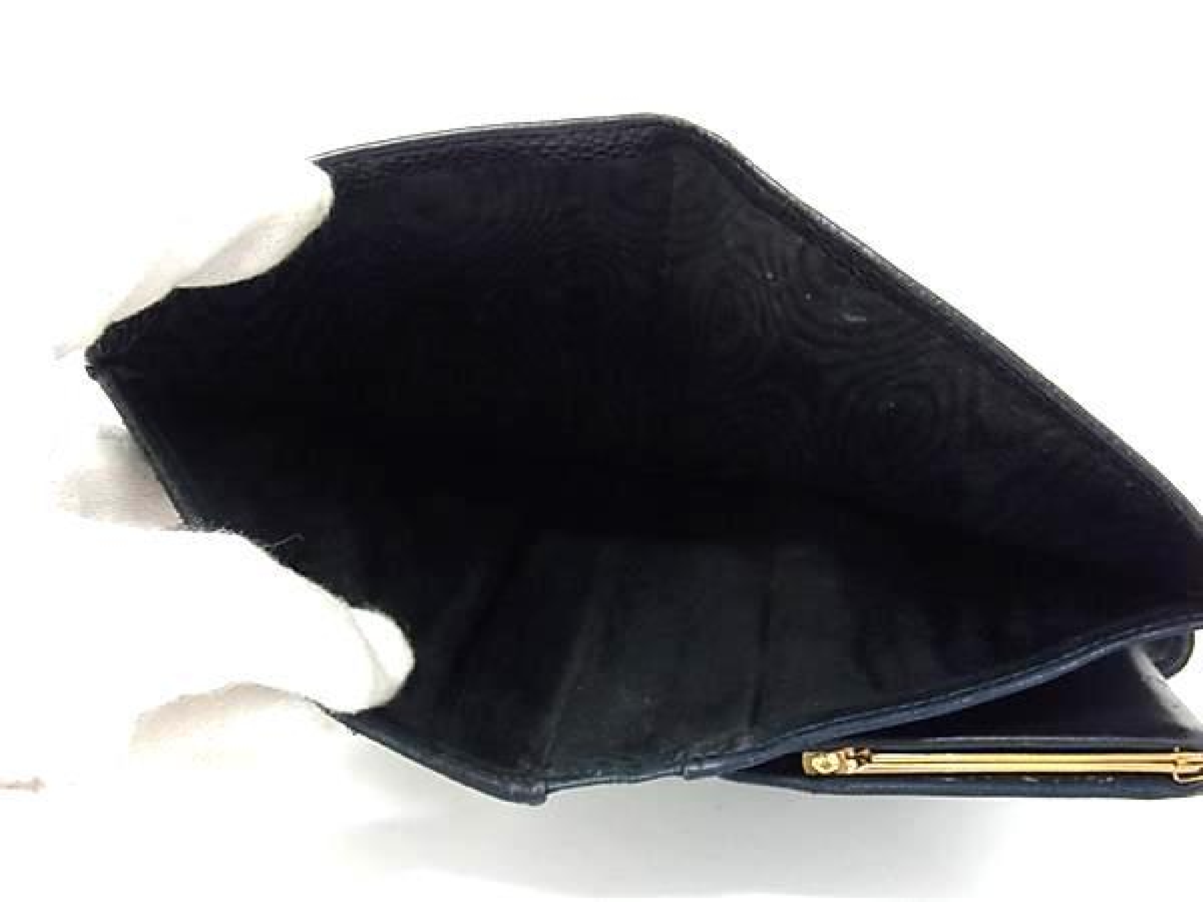 Coco Mark Caviar Skin Bi-fold Wallet, Coin Purse, Billfold, Card Slots, Women's, Black, FY5345 — view 4