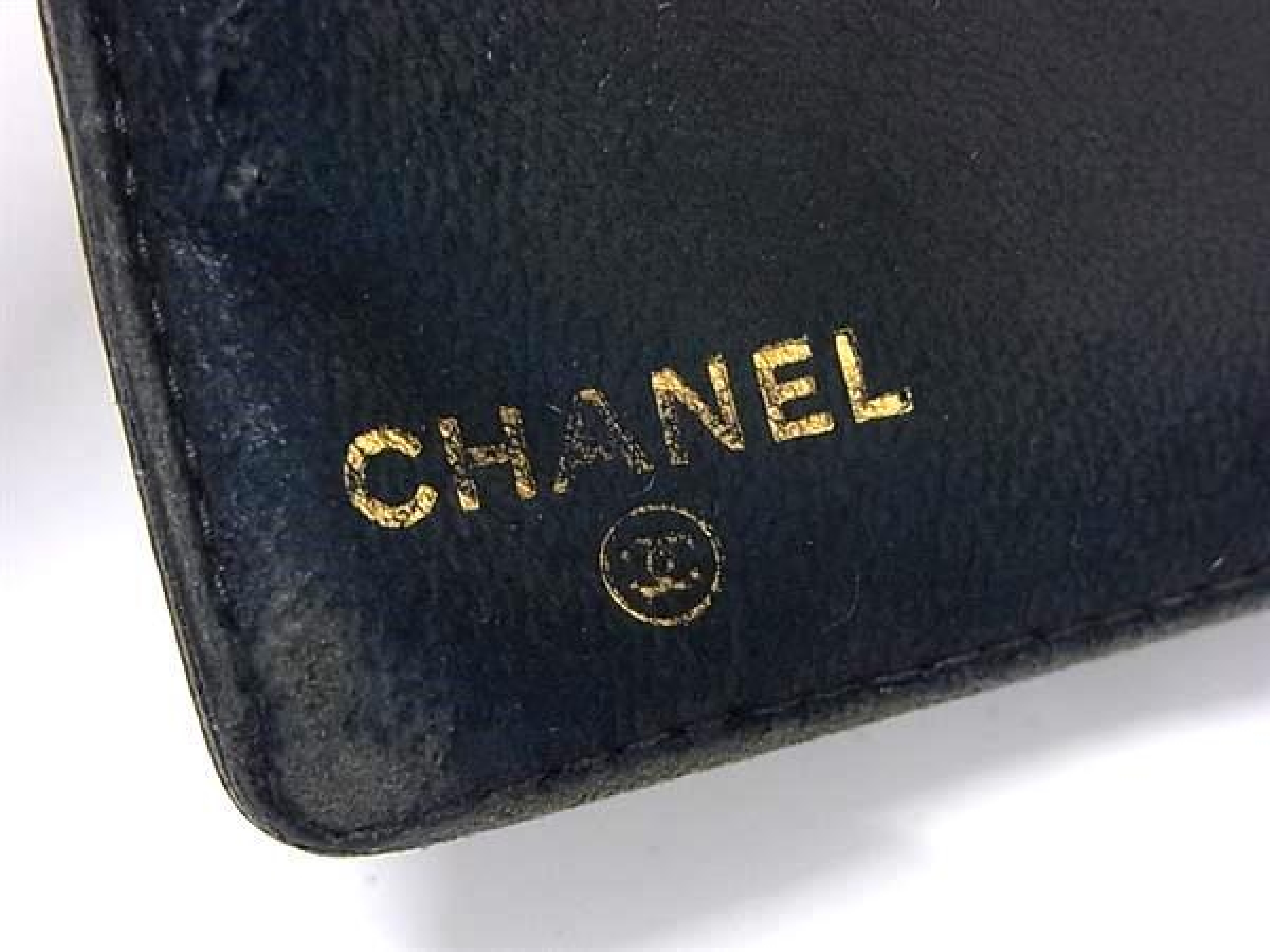 Coco Mark Caviar Skin Bi-fold Wallet, Coin Purse, Billfold, Card Slots, Women's, Black, FY5345 — view 6