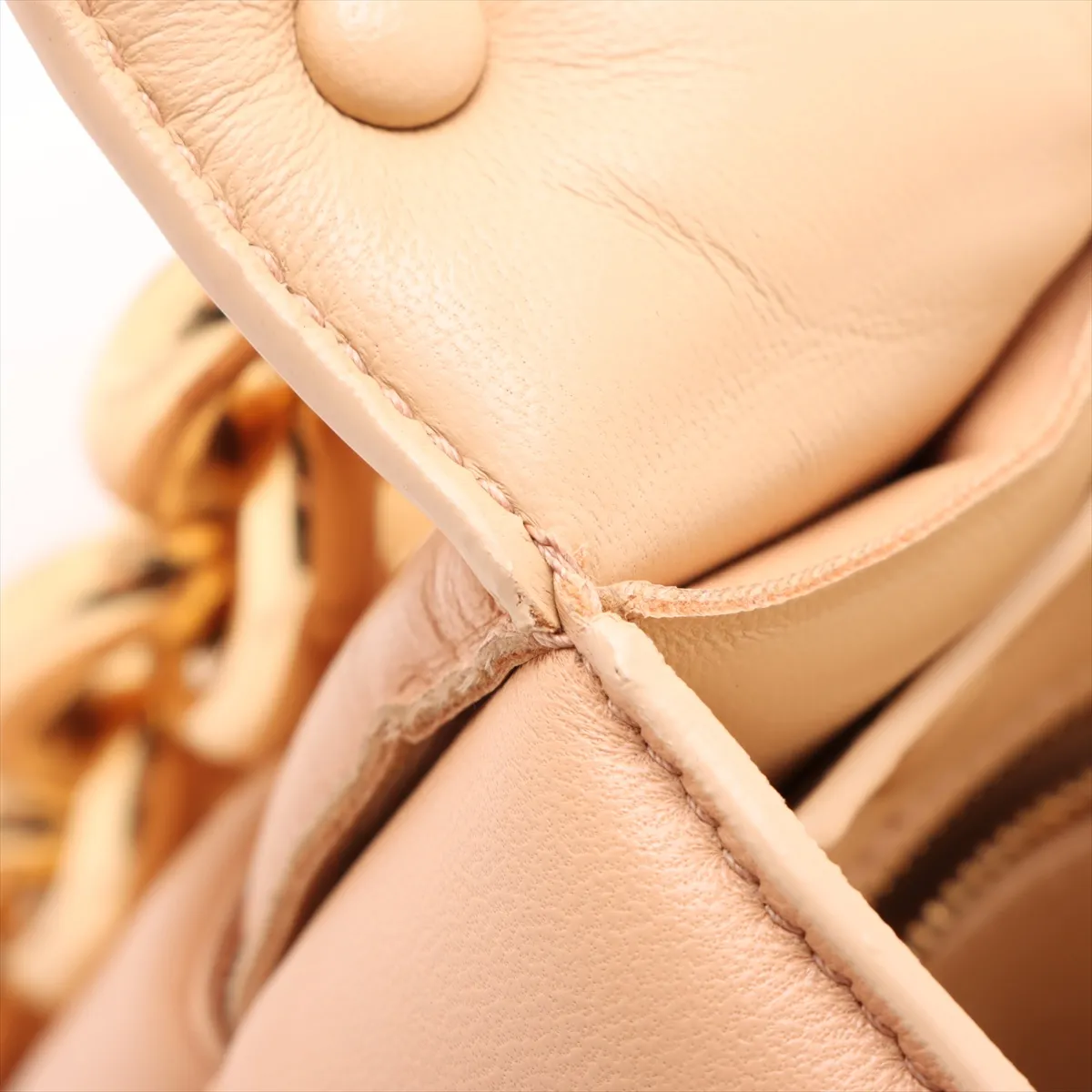 Maxi Intrecciato Padded Cassette Leather Chain Shoulder Bag Beige — view 12